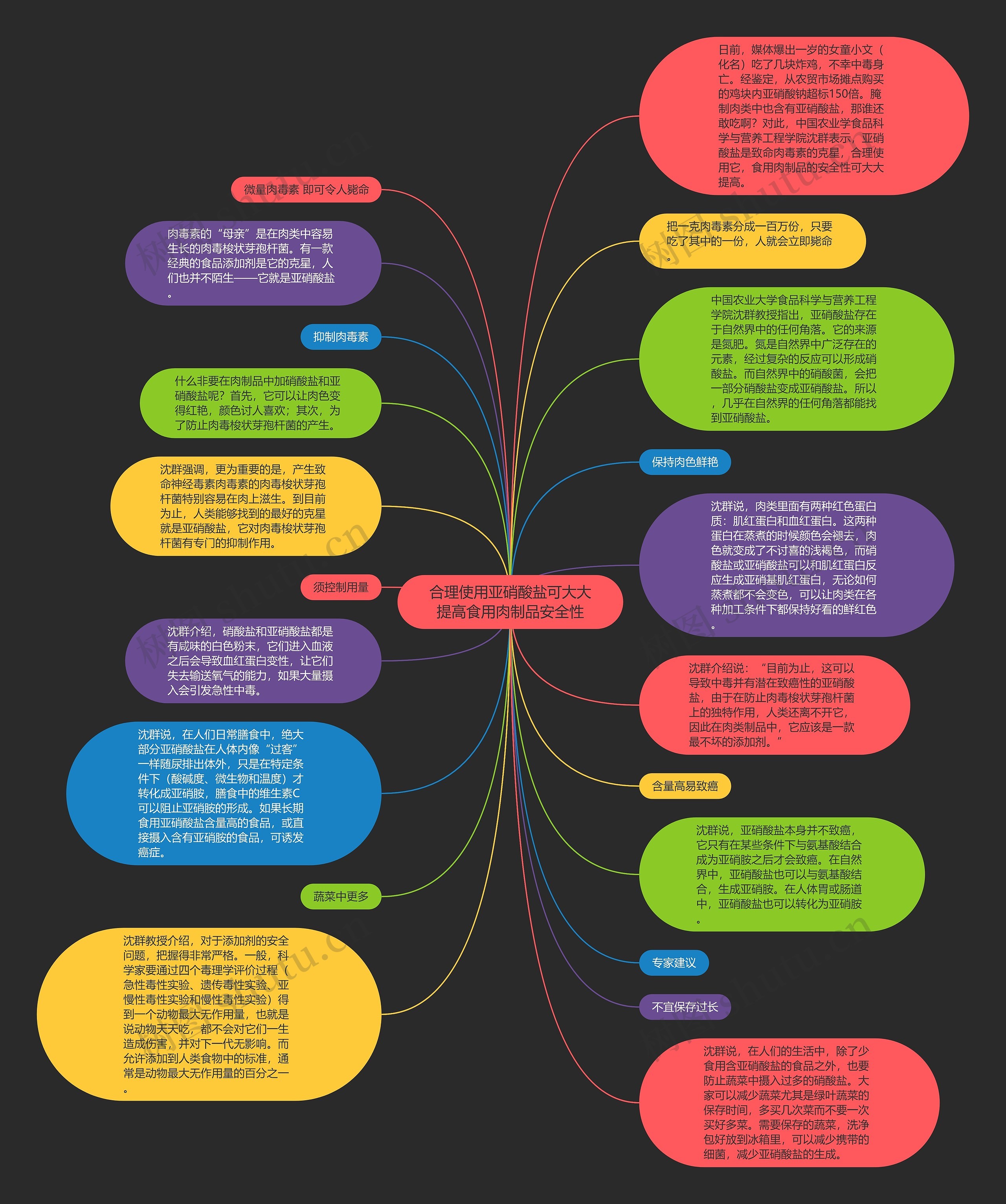 合理使用亚硝酸盐可大大提高食用肉制品安全性思维导图
