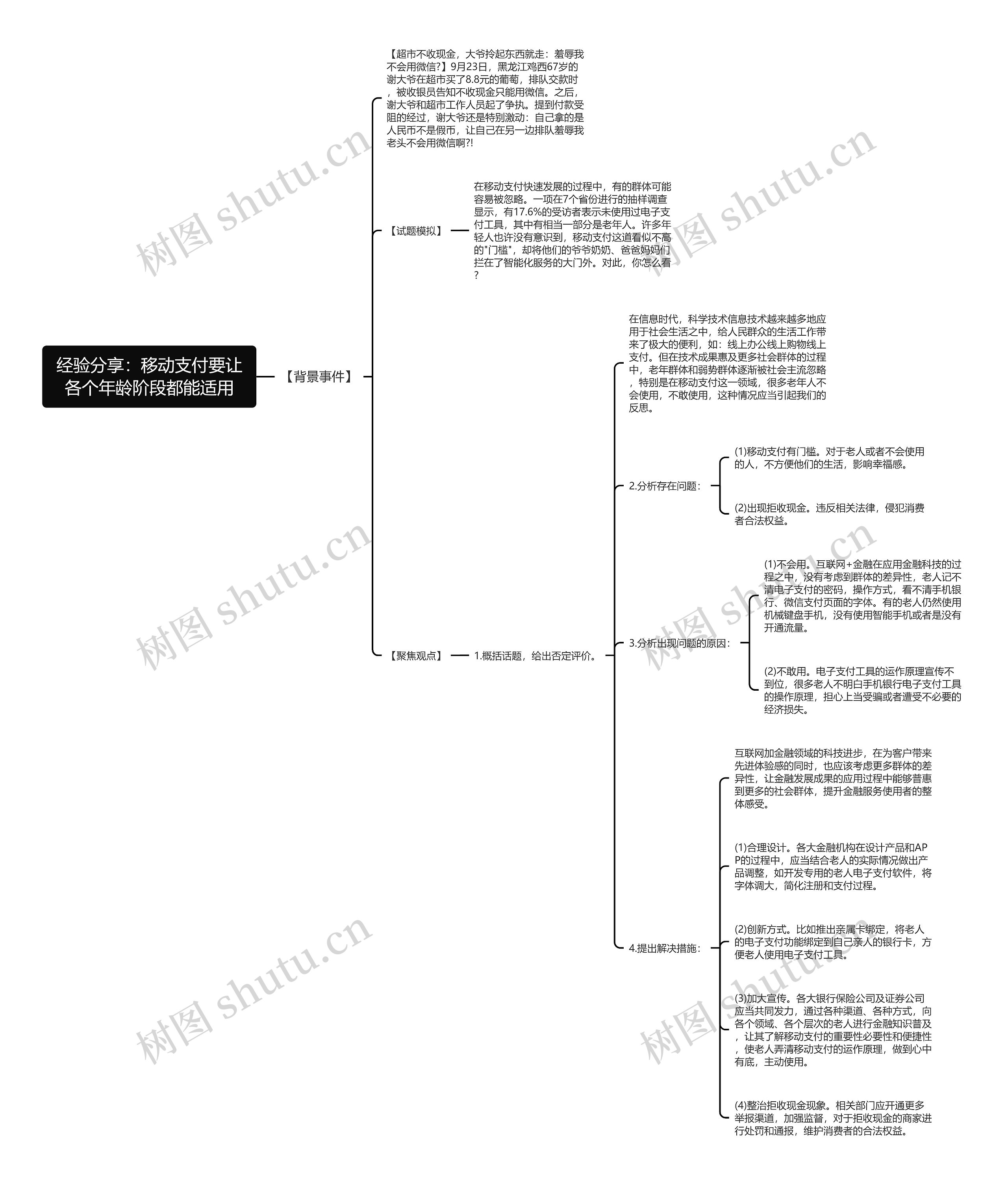 经验分享：移动支付要让各个年龄阶段都能适用思维导图