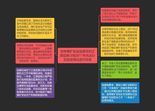 吉林煤矿安全监察局对辽源监察分局2011年执法计划完成情况进行检查