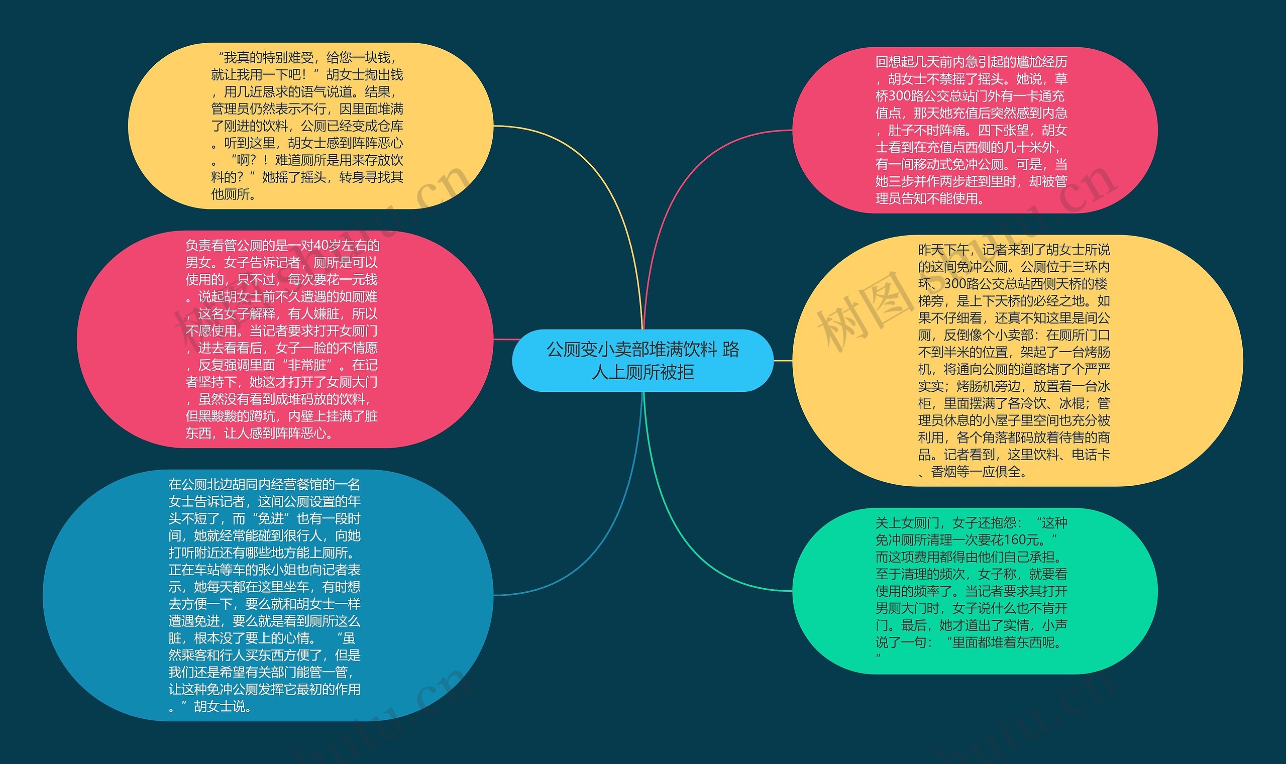 公厕变小卖部堆满饮料 路人上厕所被拒思维导图