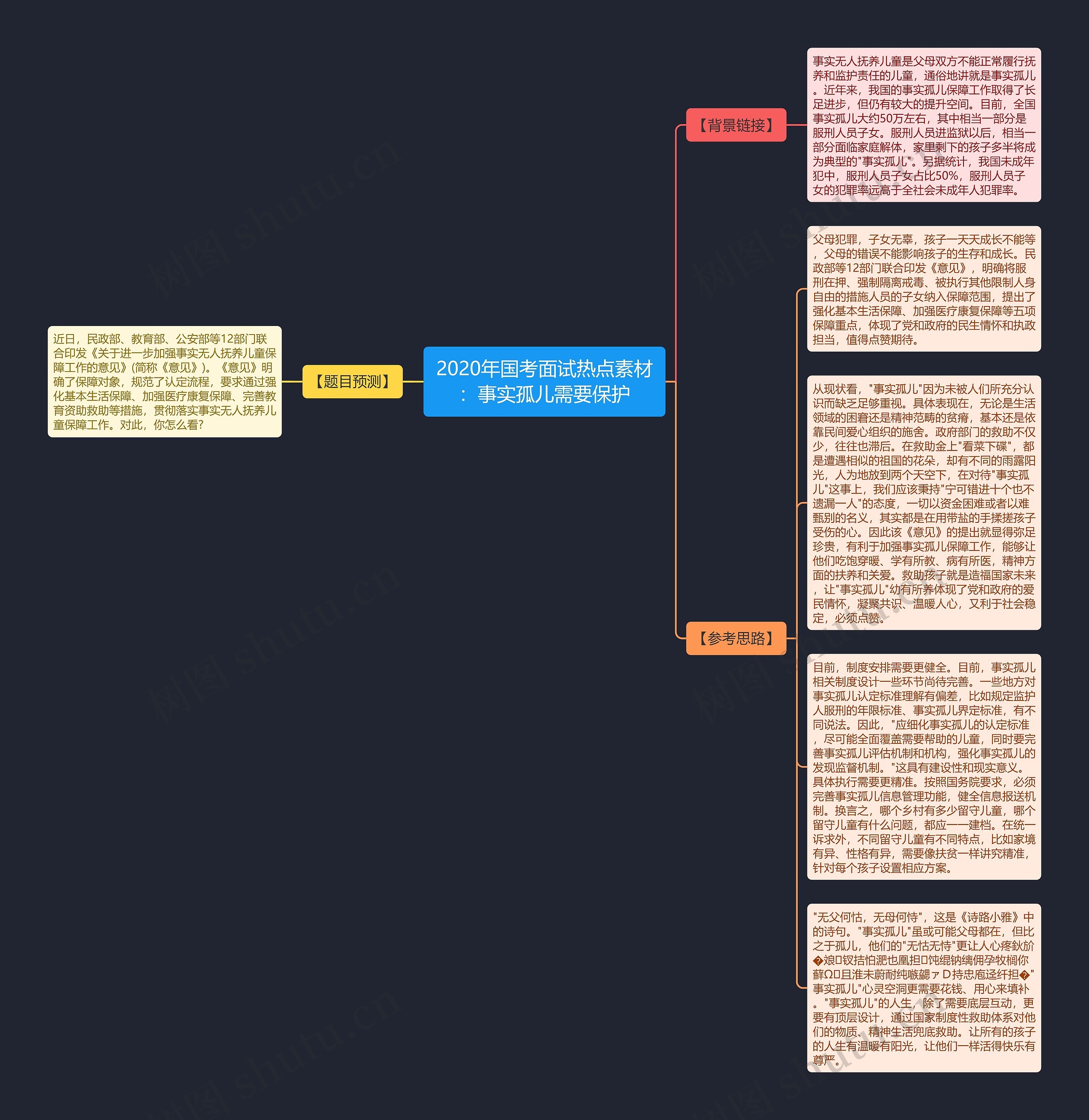 2020年国考面试热点素材：事实孤儿需要保护思维导图