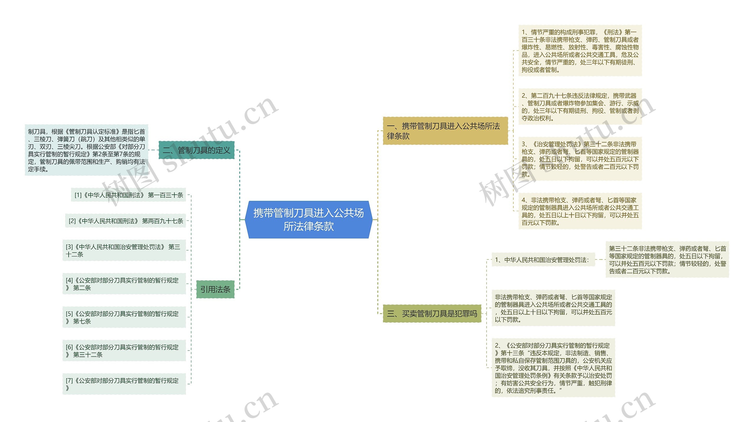 携带管制刀具进入公共场所法律条款思维导图