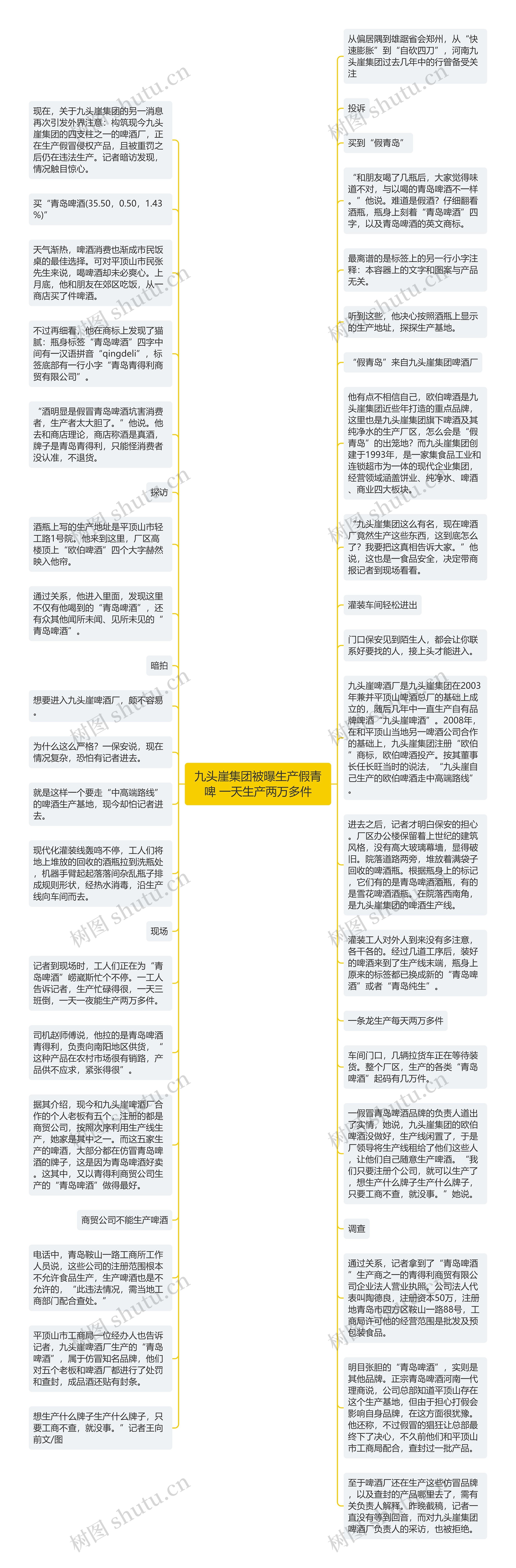 九头崖集团被曝生产假青啤 一天生产两万多件思维导图