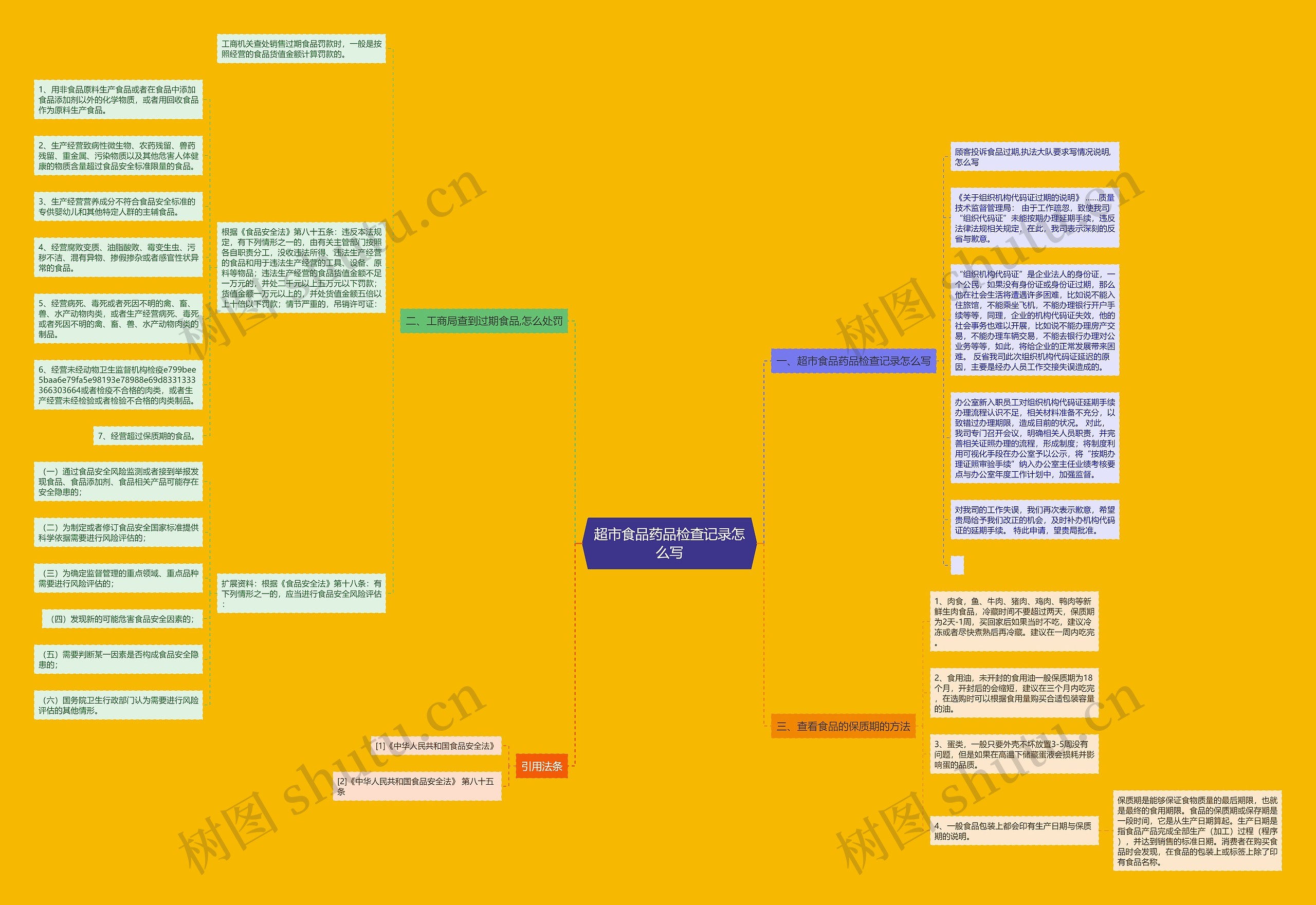 超市食品药品检查记录怎么写思维导图