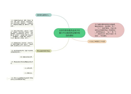 北京市革命委员会关于在重大节日期间停运爆炸物品的通知