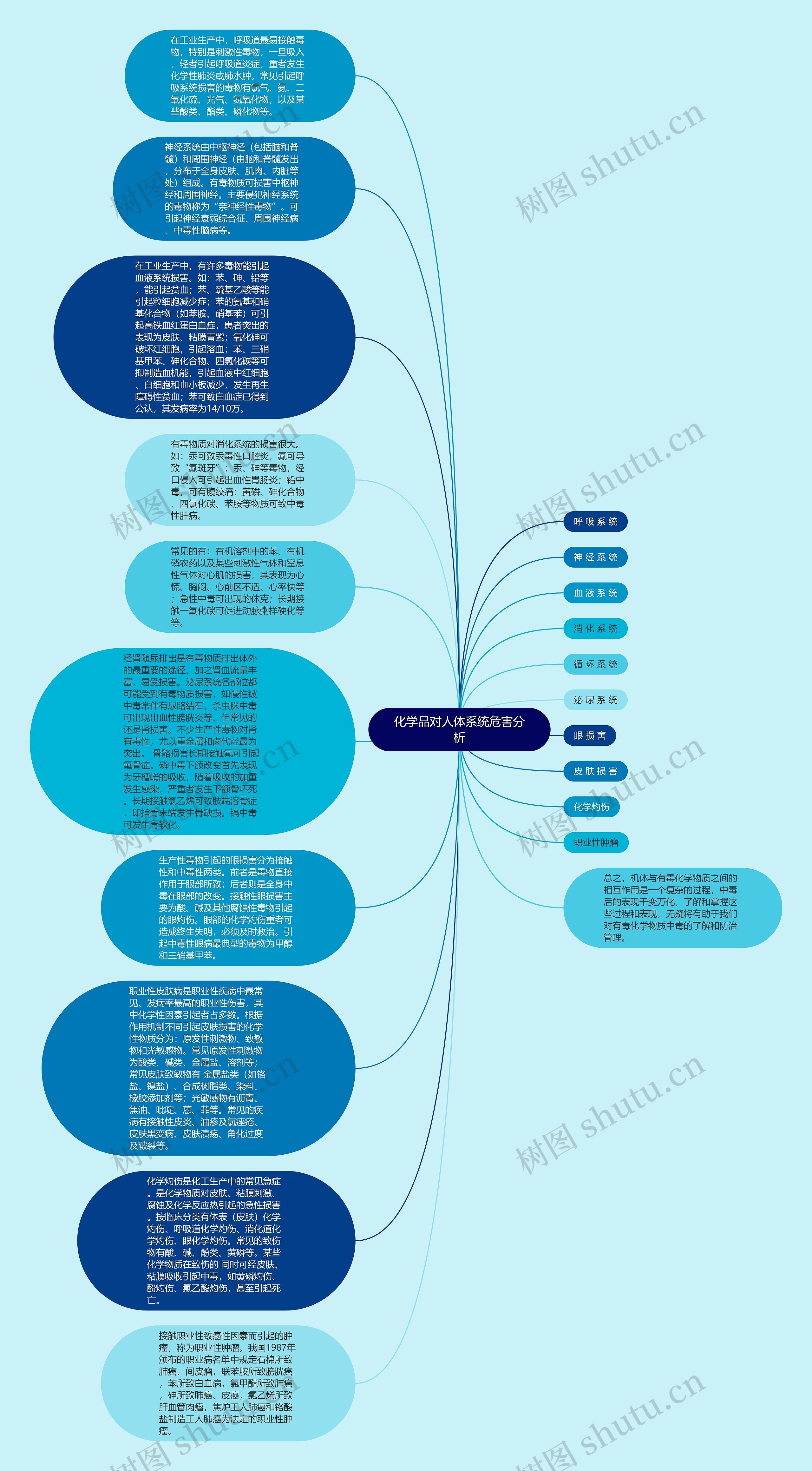 化学品对人体系统危害分析思维导图
