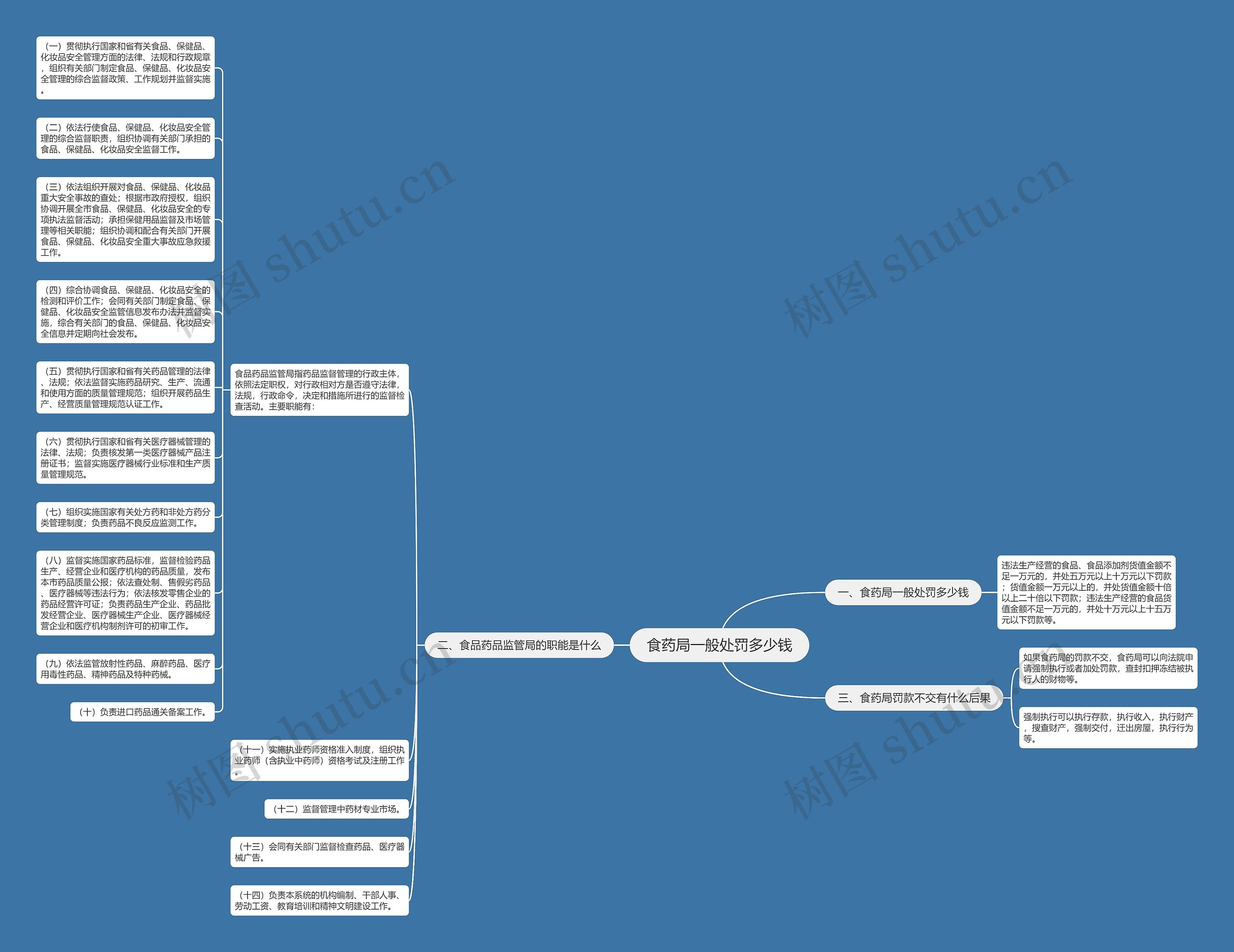 食药局一般处罚多少钱思维导图