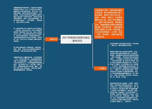 2021年国考行测常识速记：唐宋诗词