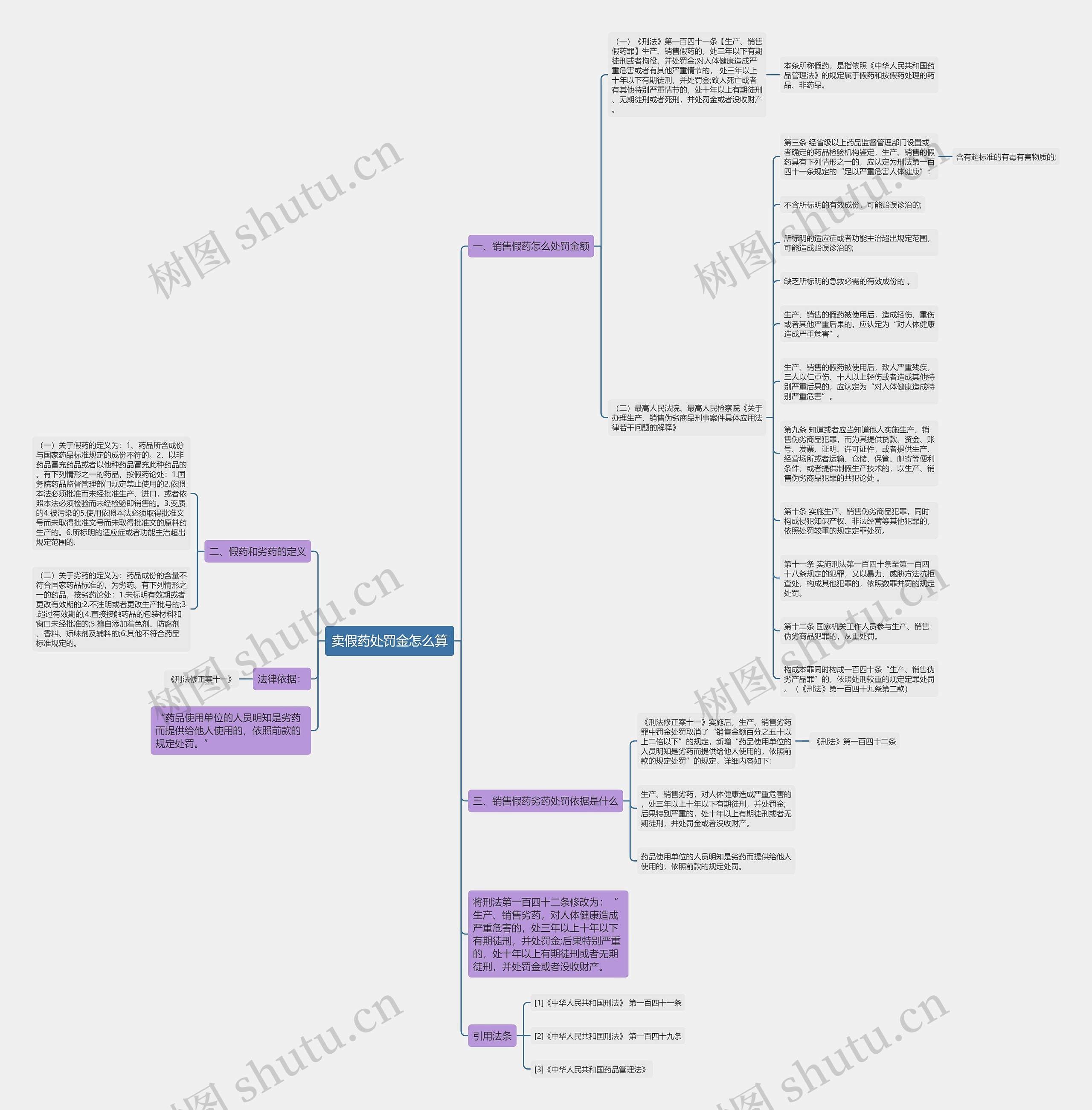 卖假药处罚金怎么算思维导图