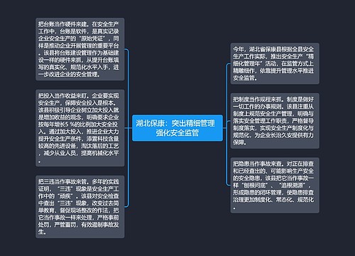 湖北保康：突出精细管理  强化安全监管