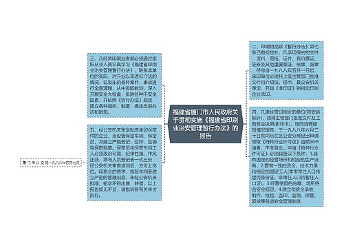 福建省厦门市人民政府关于贯彻实施《福建省印刷业治安管理暂行办法》的报告