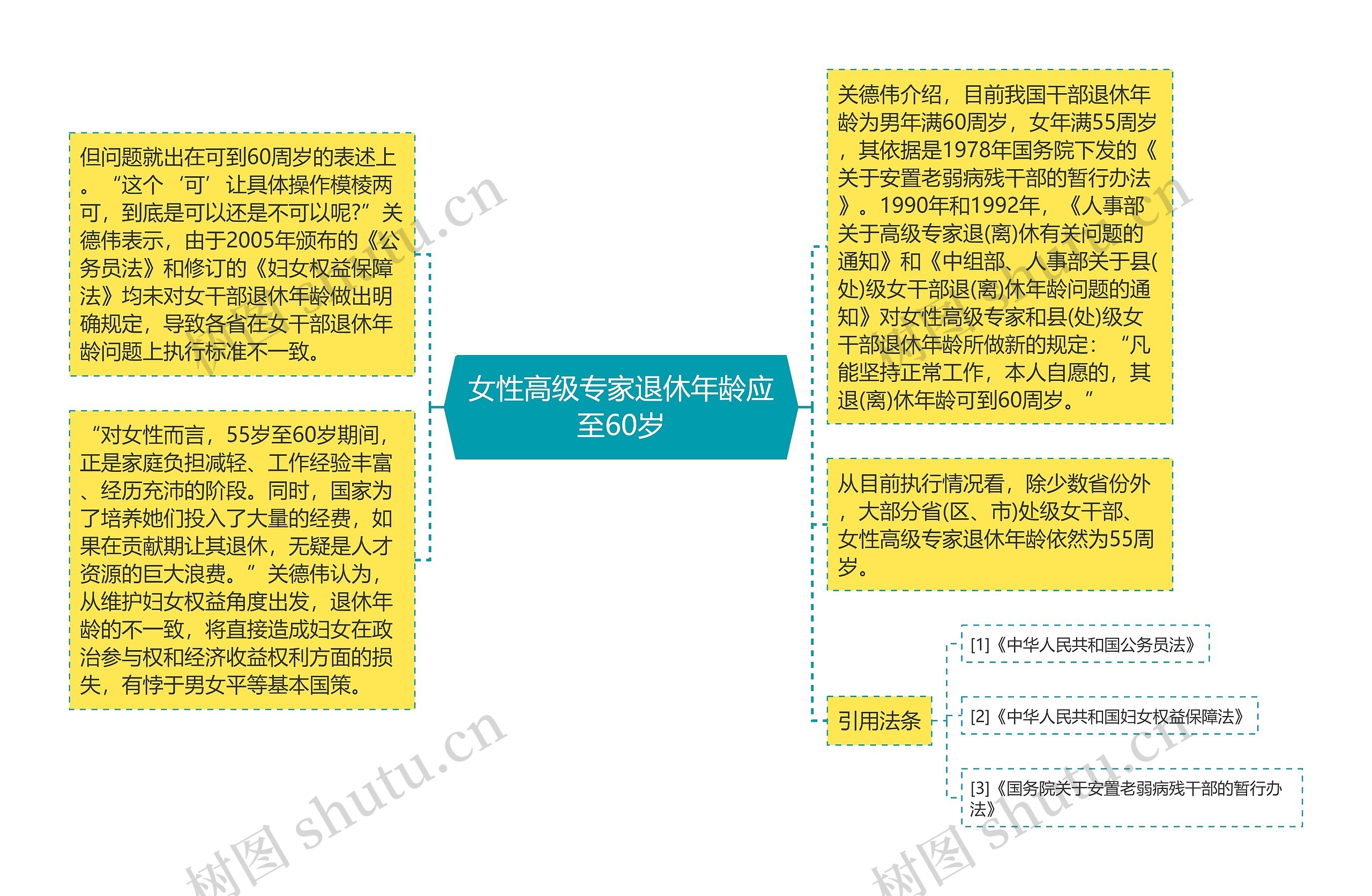 女性高级专家退休年龄应至60岁思维导图