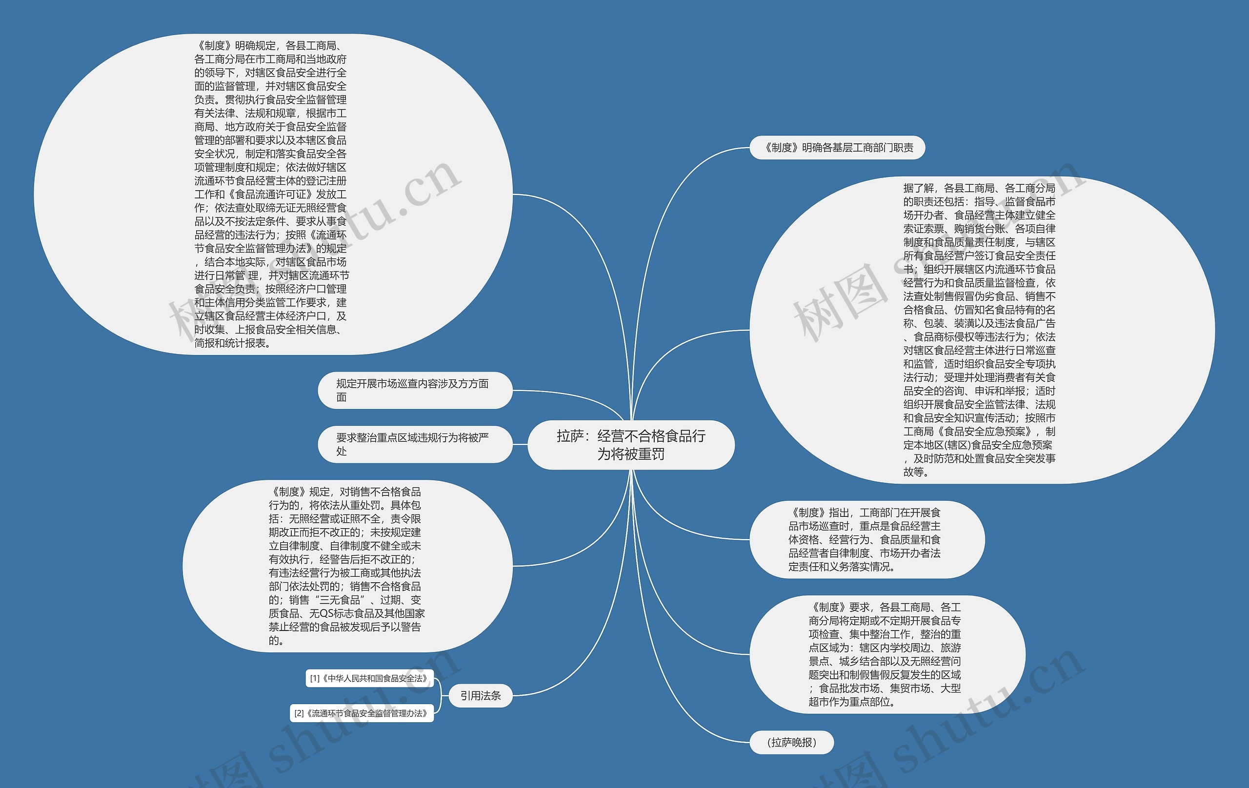 拉萨：经营不合格食品行为将被重罚思维导图