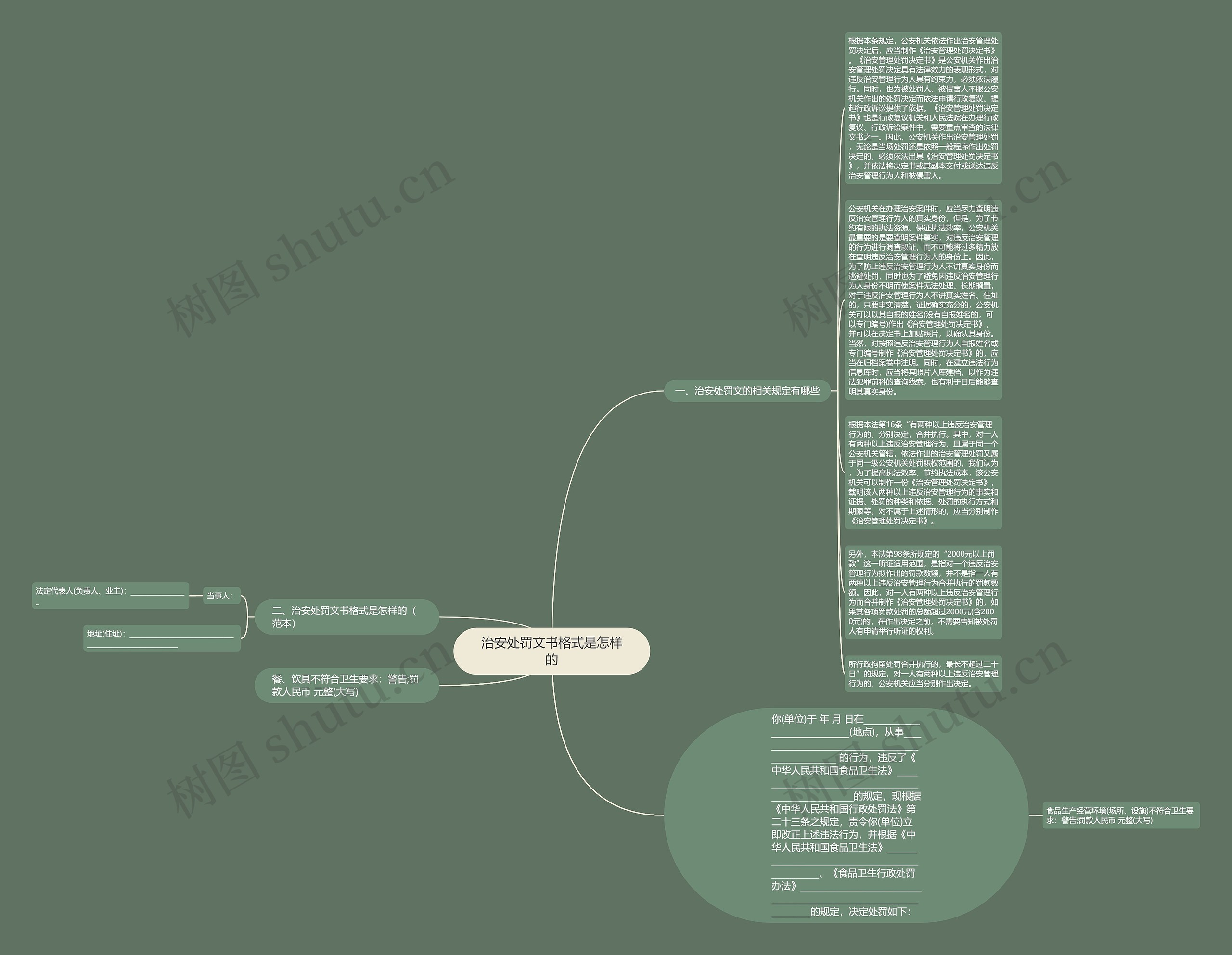 治安处罚文书格式是怎样的思维导图