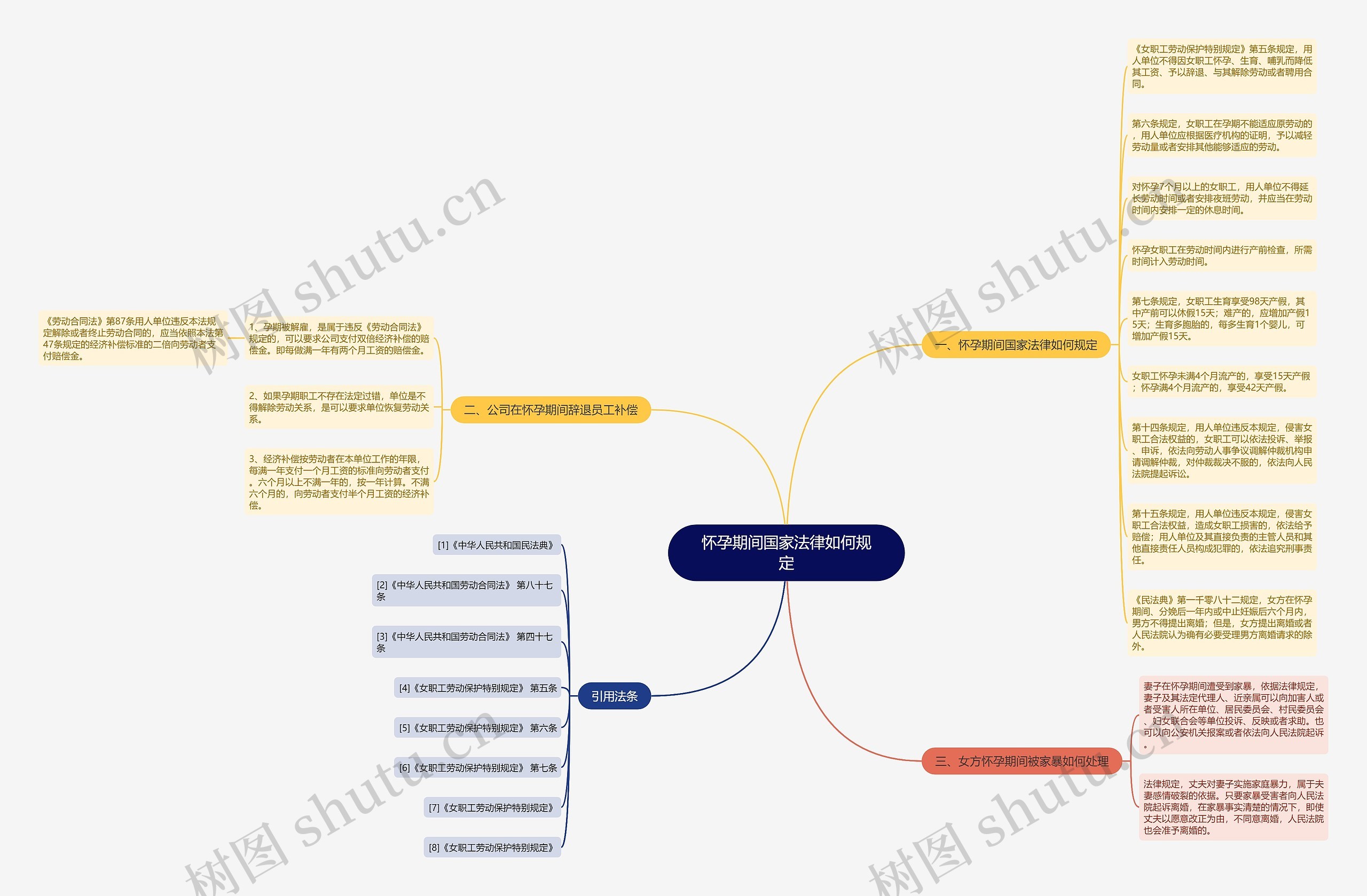 怀孕期间国家法律如何规定思维导图