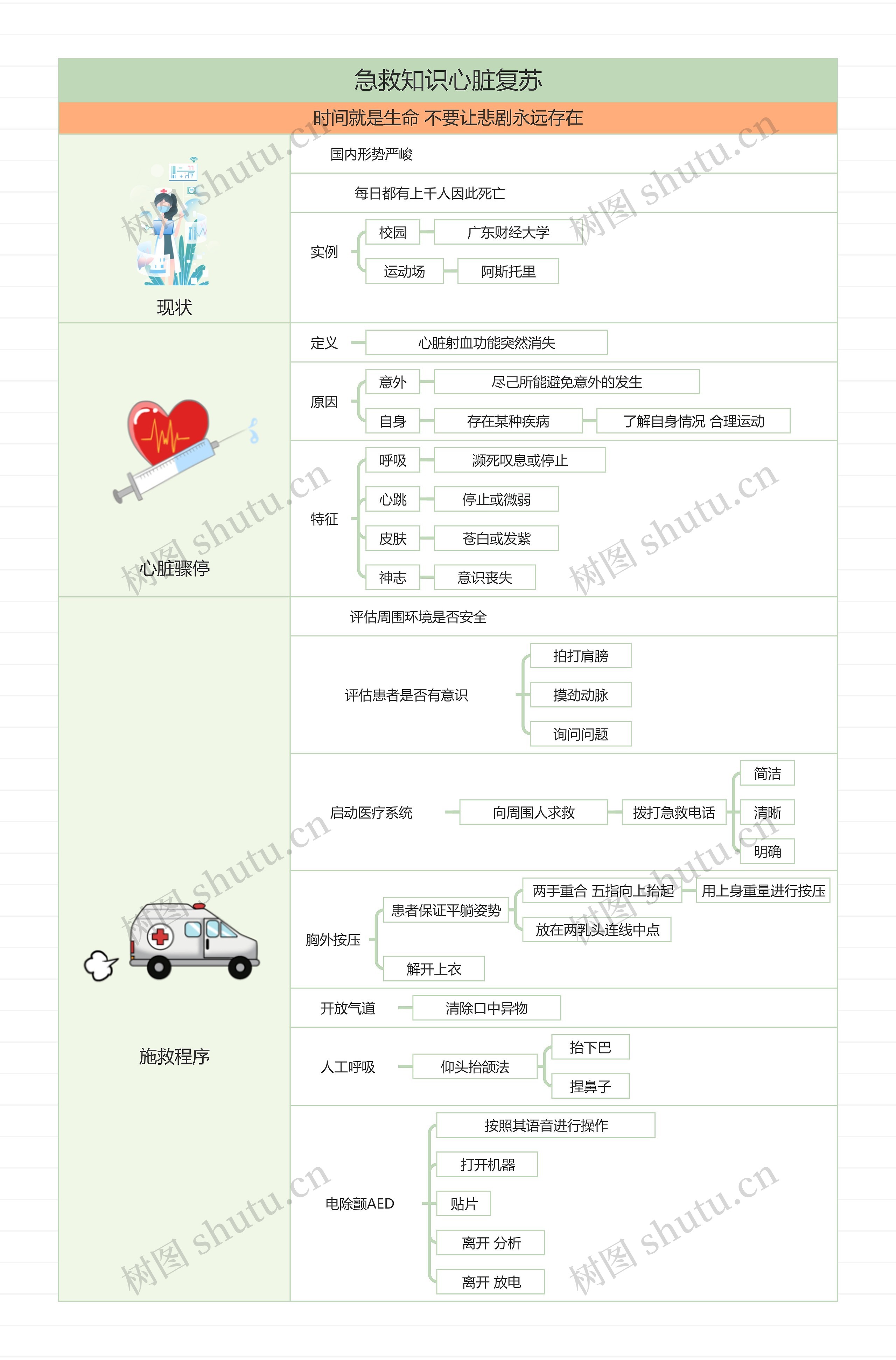 急救知识心脏复苏思维导图