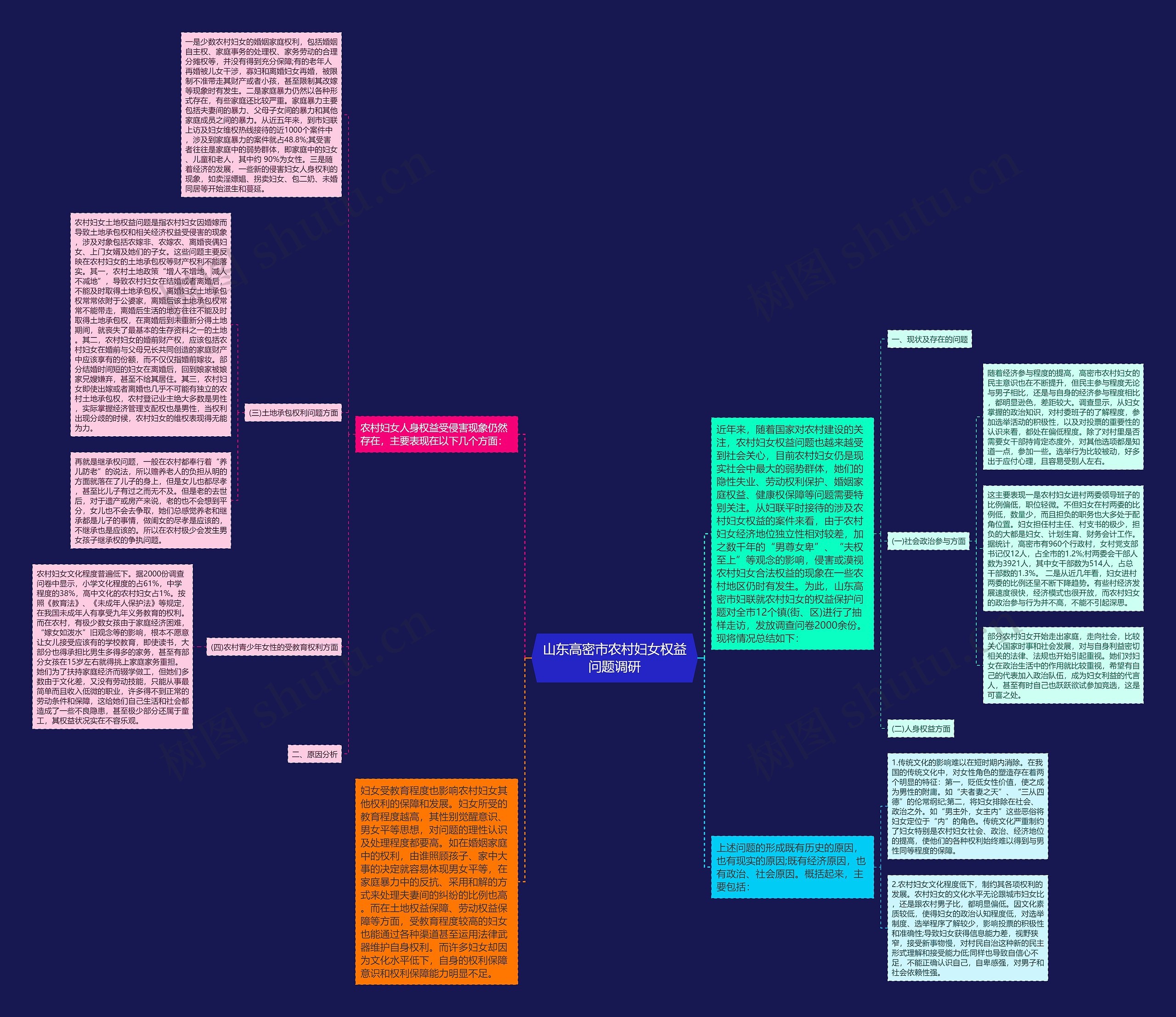 山东高密市农村妇女权益问题调研思维导图