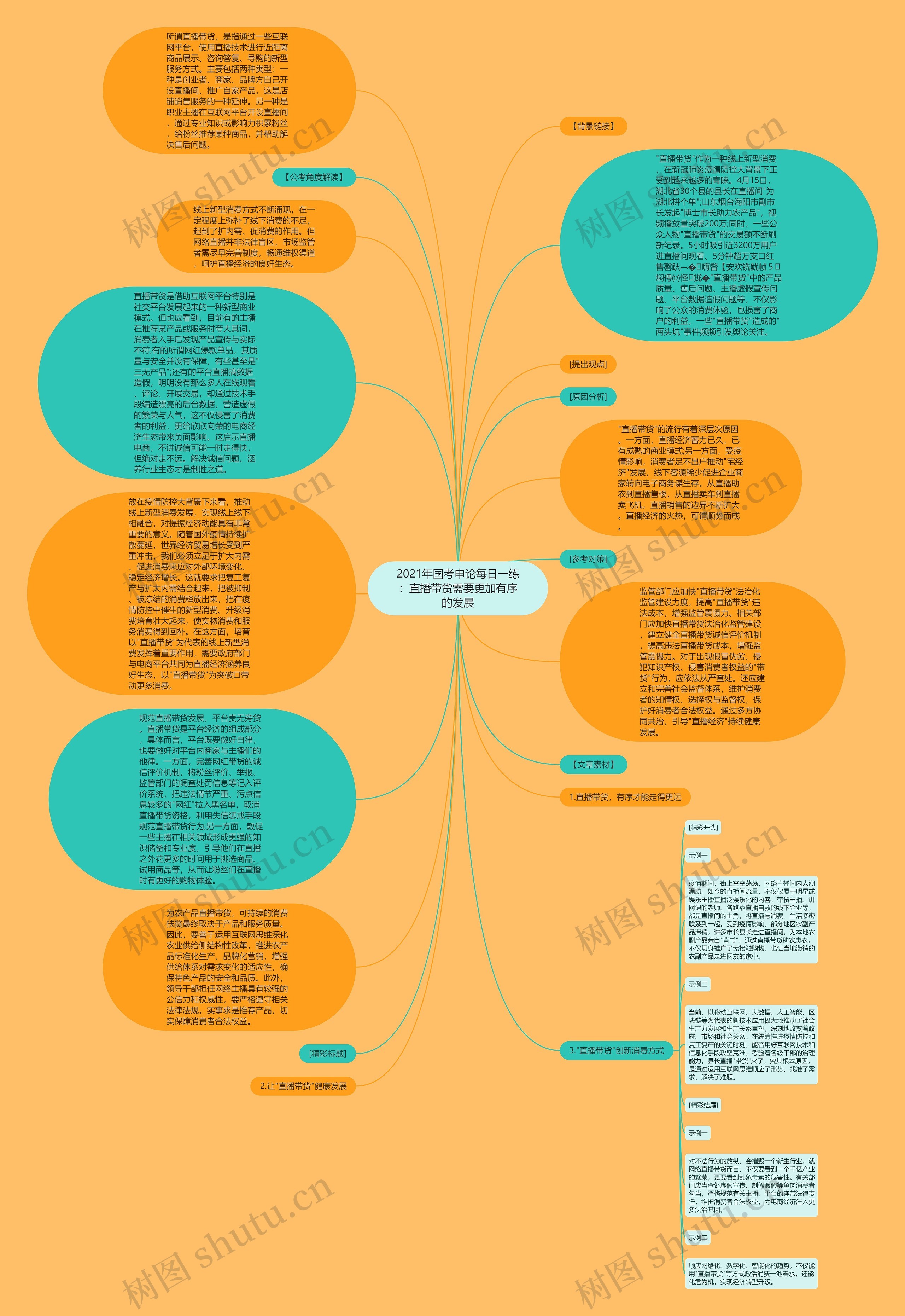 2021年国考申论每日一练：直播带货需要更加有序的发展思维导图