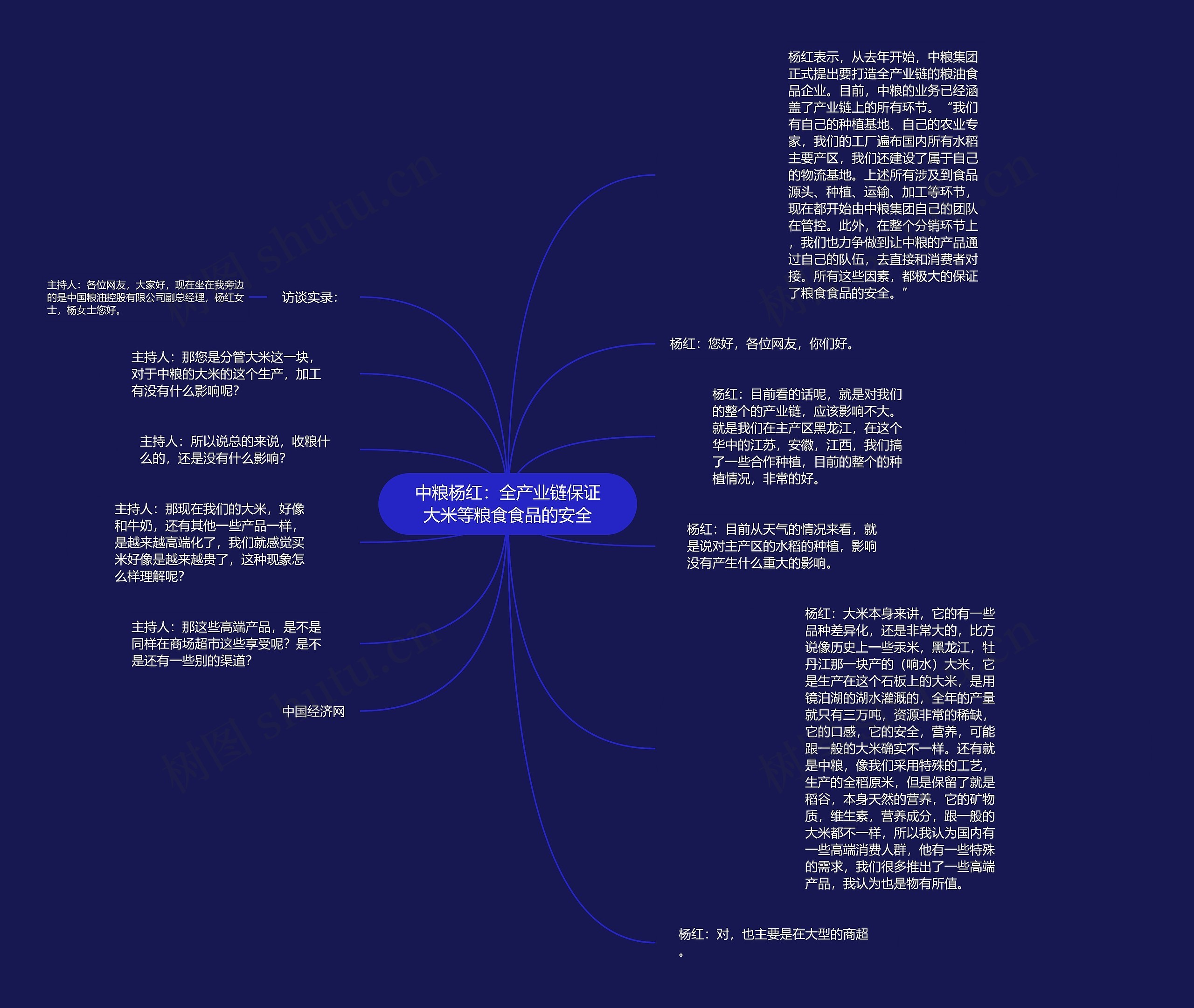 中粮杨红：全产业链保证大米等粮食食品的安全思维导图