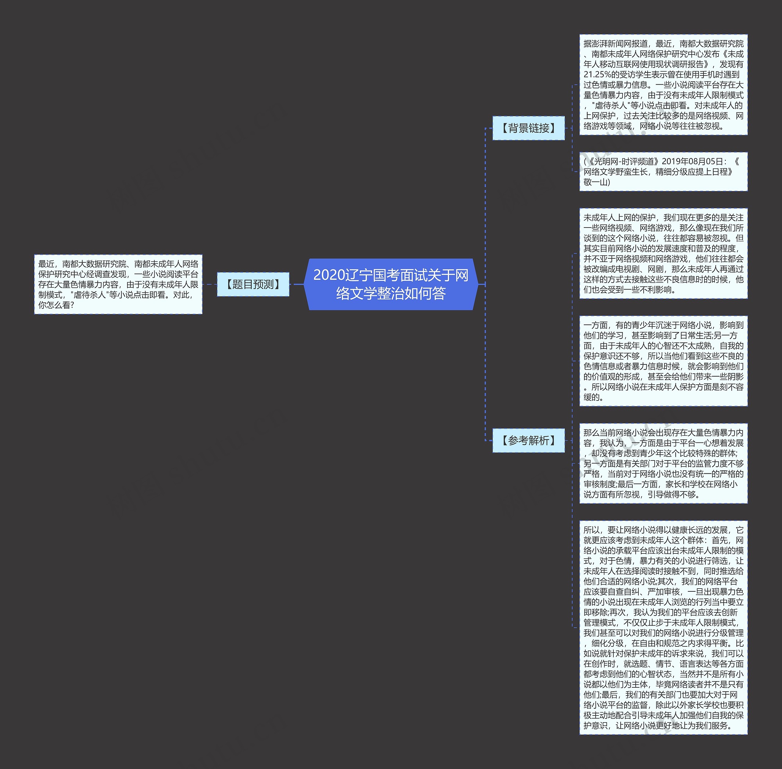 2020辽宁国考面试关于网络文学整治如何答思维导图