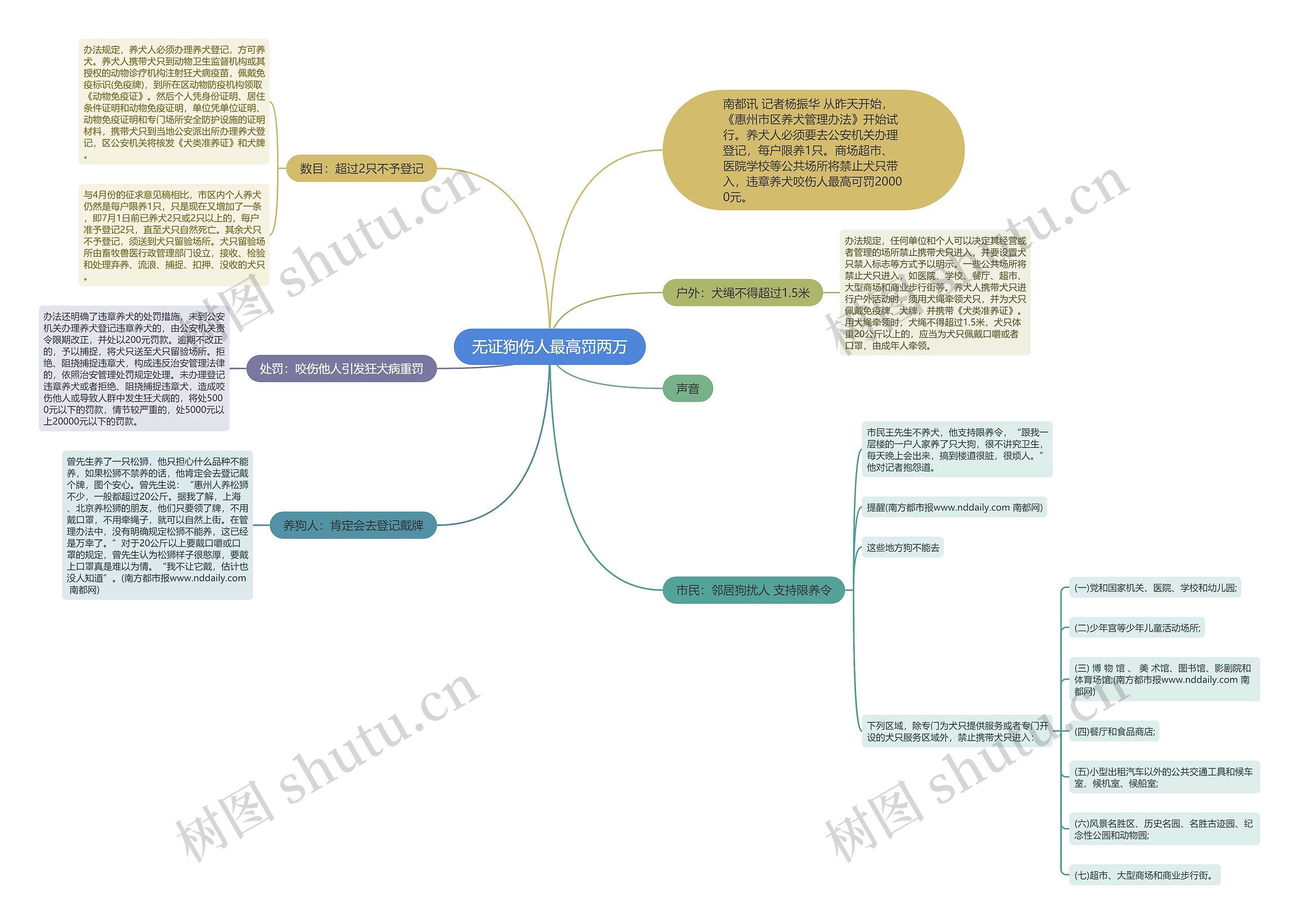 无证狗伤人最高罚两万思维导图