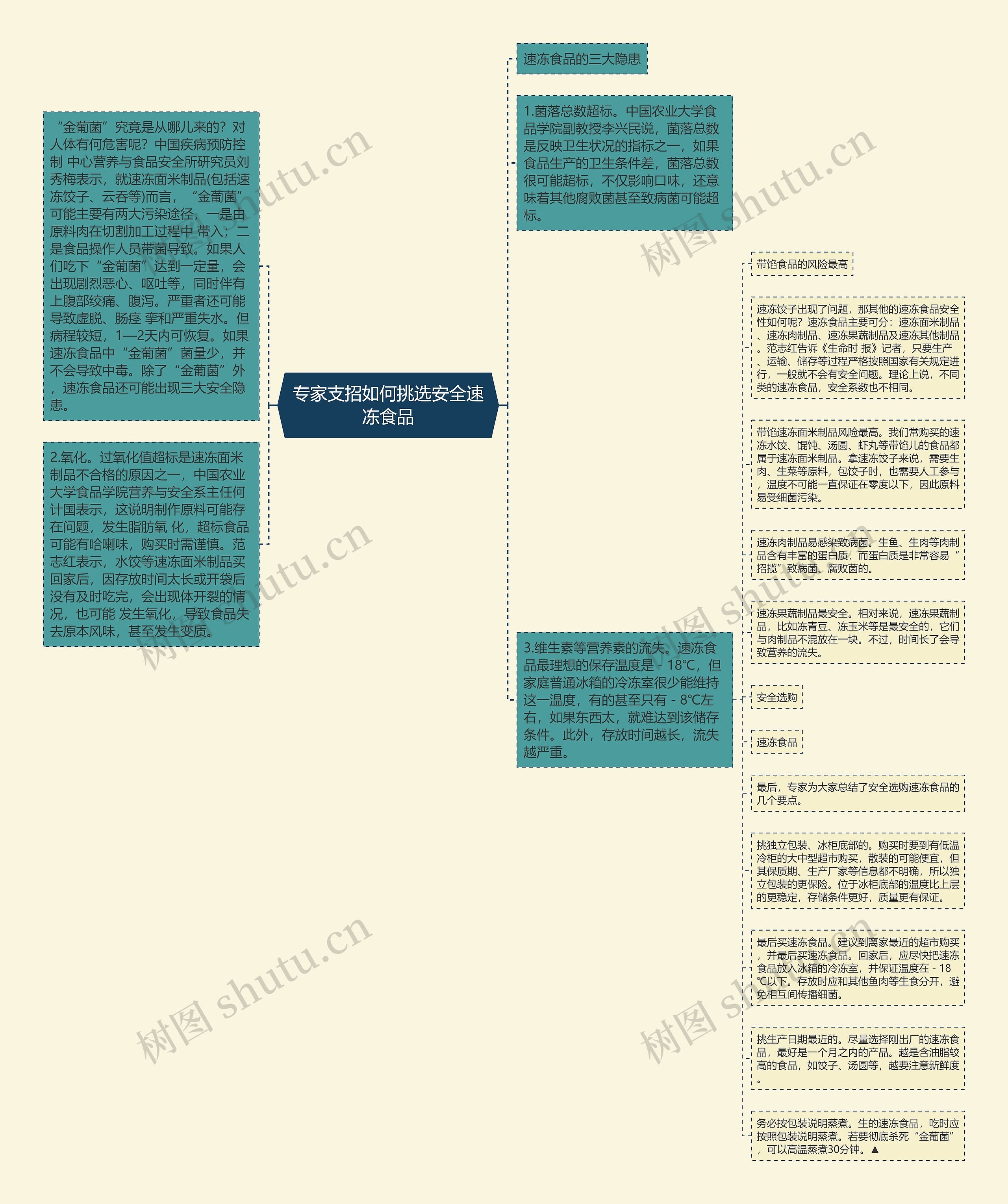 专家支招如何挑选安全速冻食品思维导图