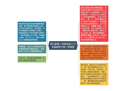 浙江新昌一农用车坠入12米高的桥下致一死两伤