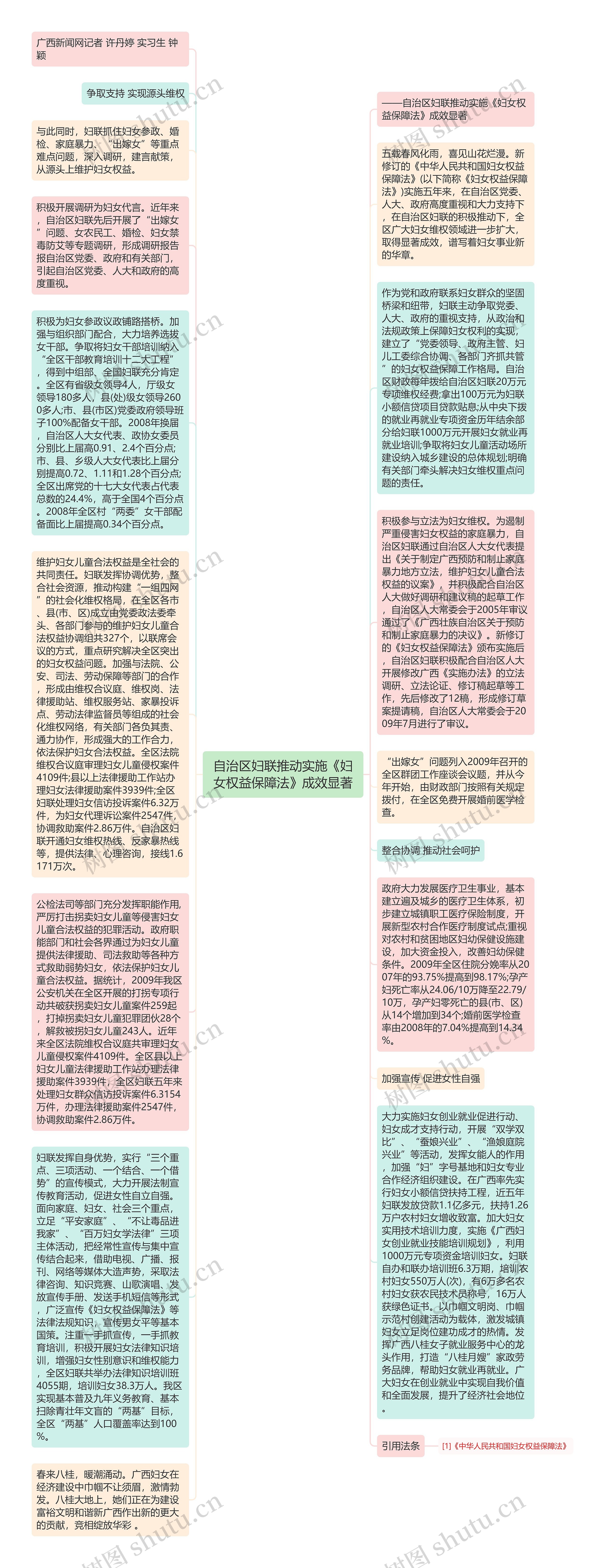 自治区妇联推动实施《妇女权益保障法》成效显著思维导图