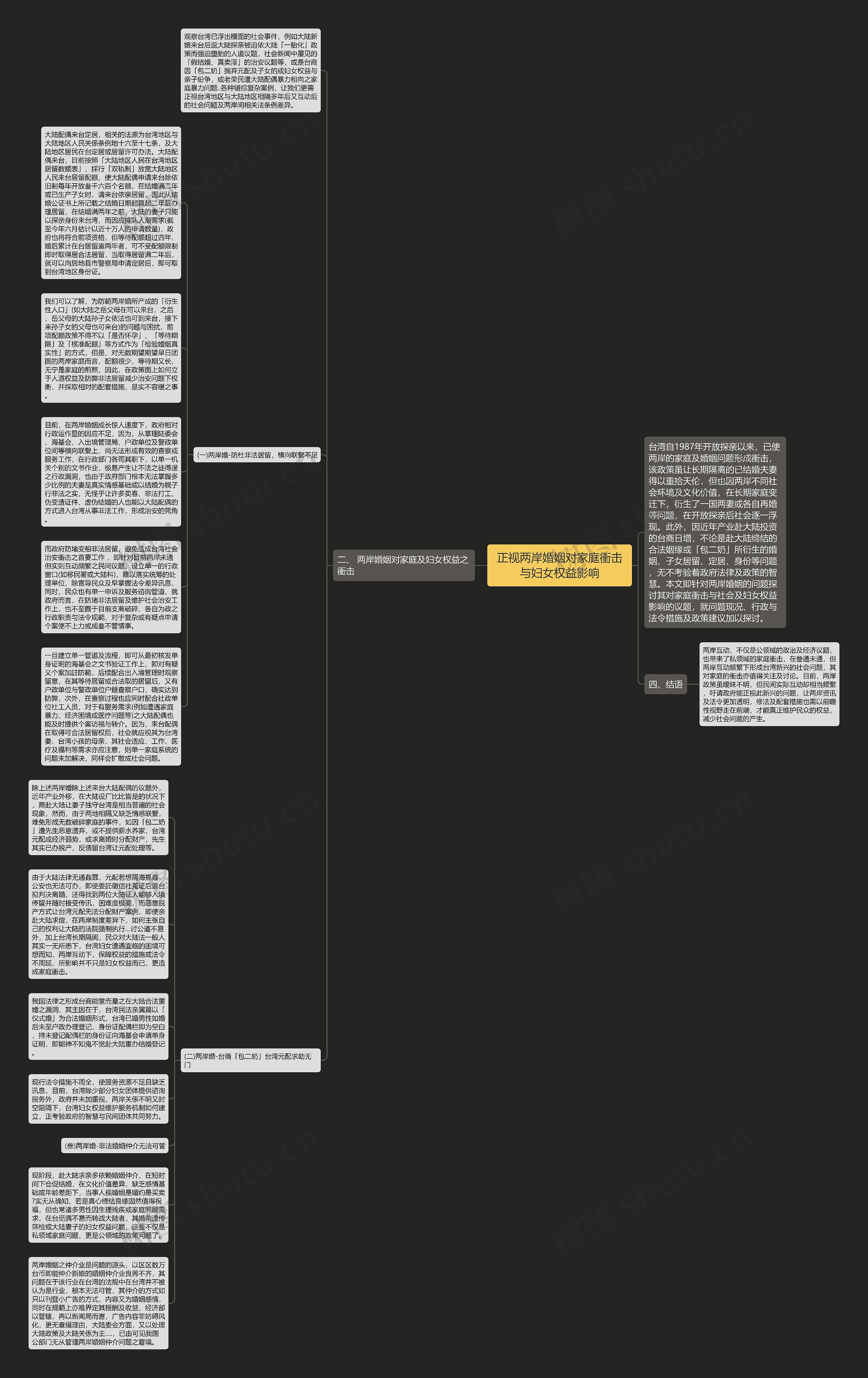 正视两岸婚姻对家庭衝击与妇女权益影响思维导图