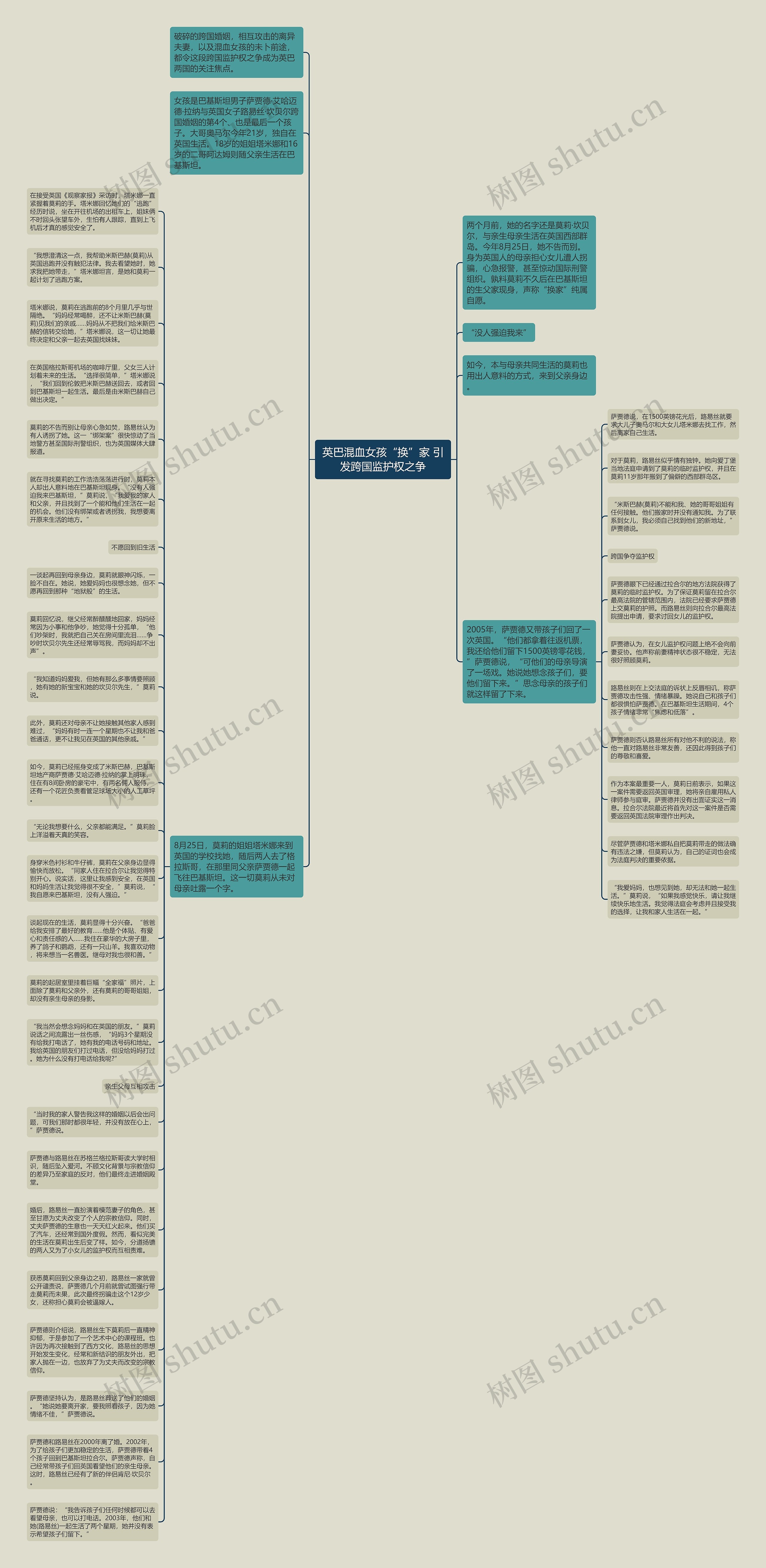 英巴混血女孩“换”家 引发跨国监护权之争思维导图