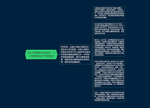 2021年国考申论热点：个人存取款超10万需登记