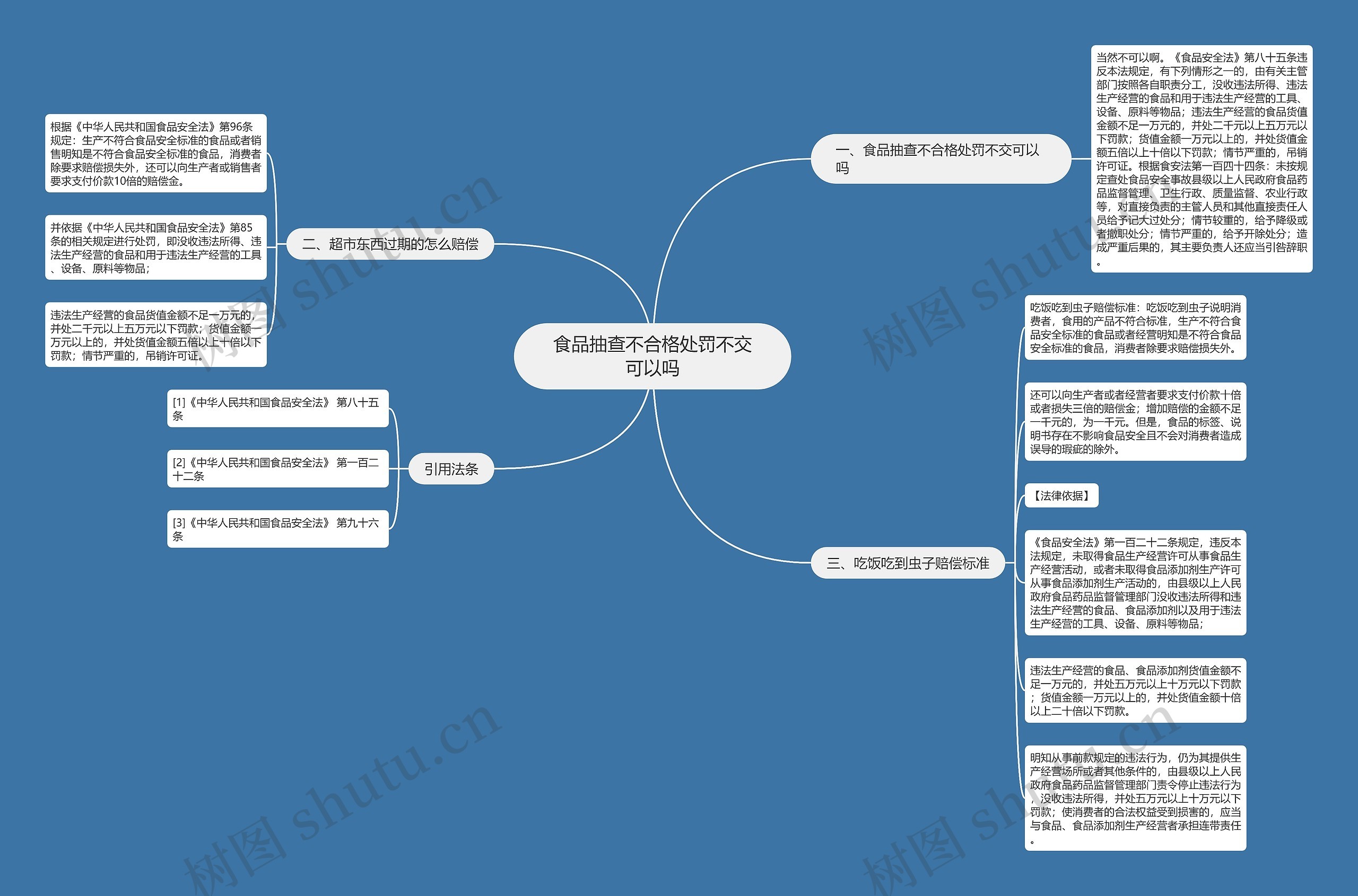 食品抽查不合格处罚不交可以吗思维导图