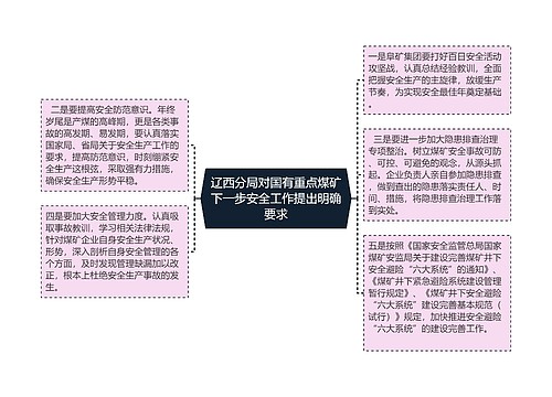 辽西分局对国有重点煤矿下一步安全工作提出明确要求