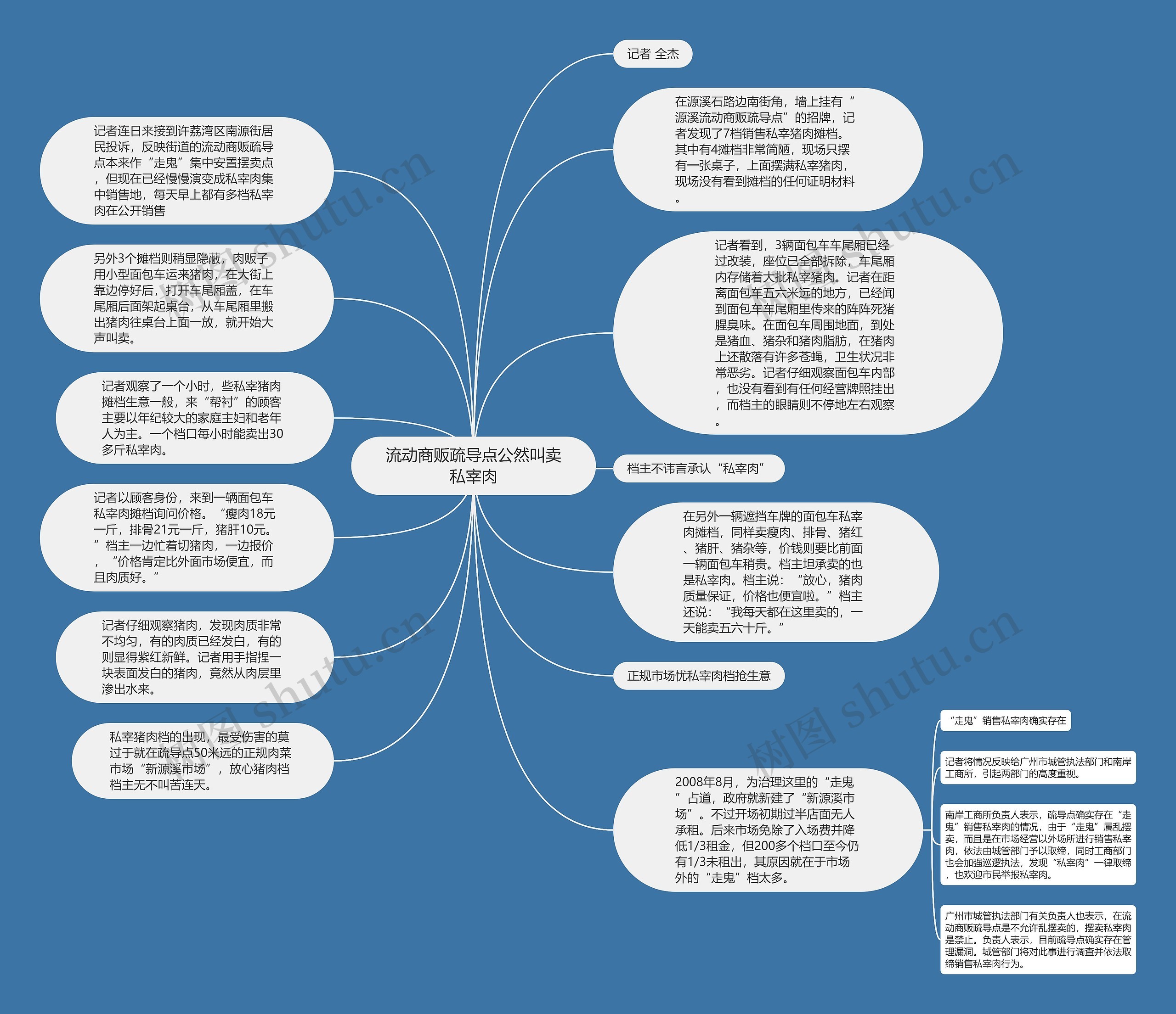 流动商贩疏导点公然叫卖私宰肉思维导图