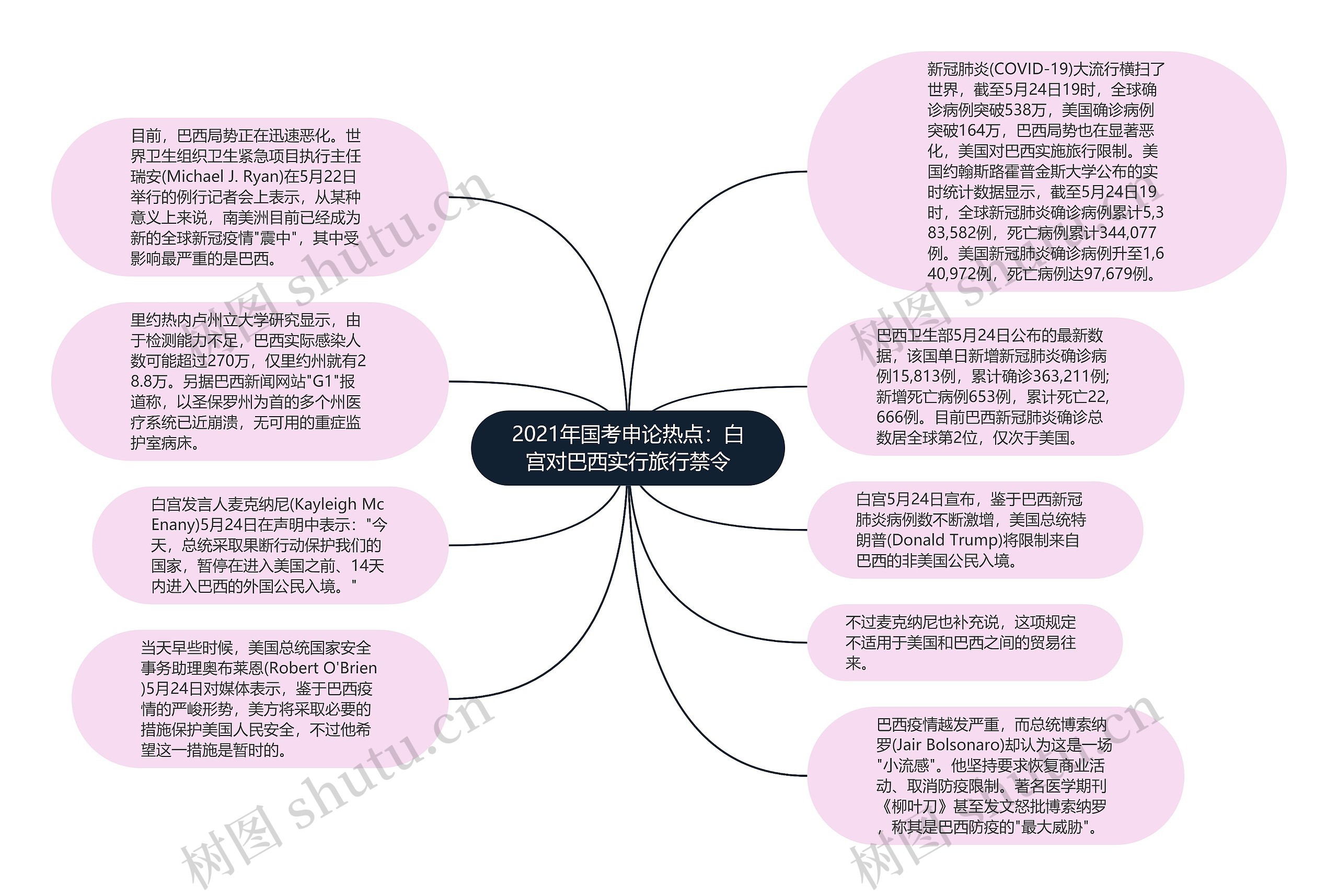 2021年国考申论热点：白宫对巴西实行旅行禁令思维导图