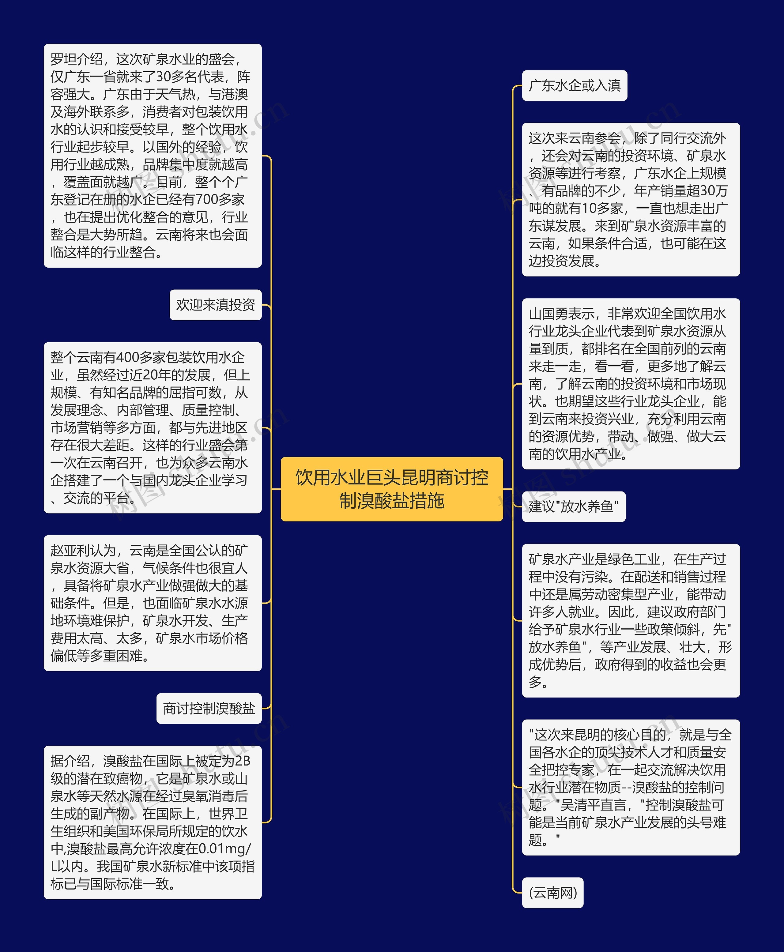 饮用水业巨头昆明商讨控制溴酸盐措施思维导图