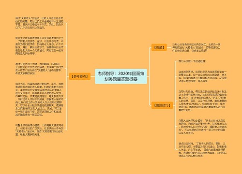 老师指导：2020年国面策划类题目答题概要