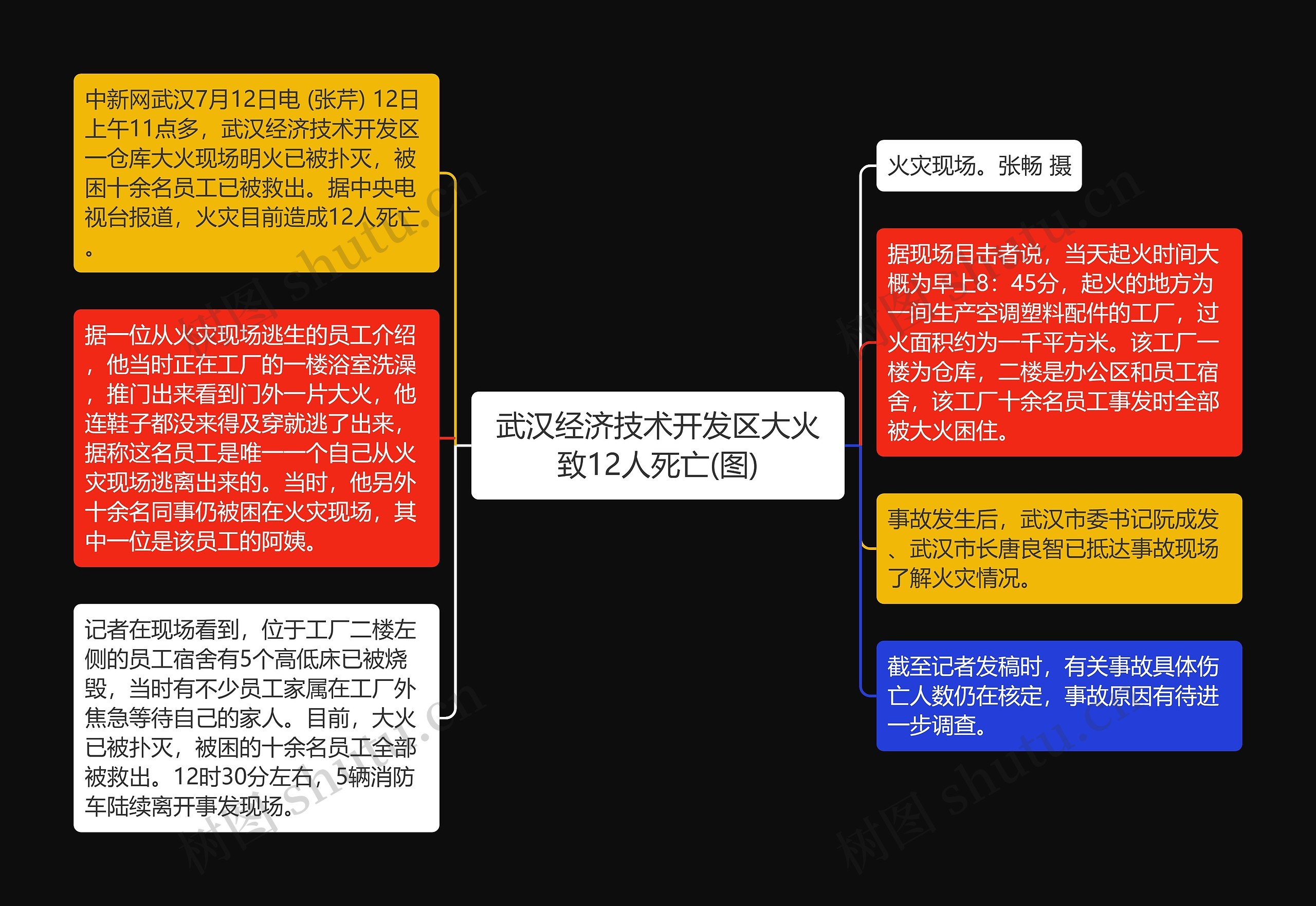 武汉经济技术开发区大火致12人死亡(图)思维导图
