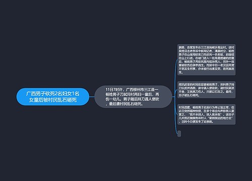 广西男子砍死2名妇女1名女童后被村民乱石砸死