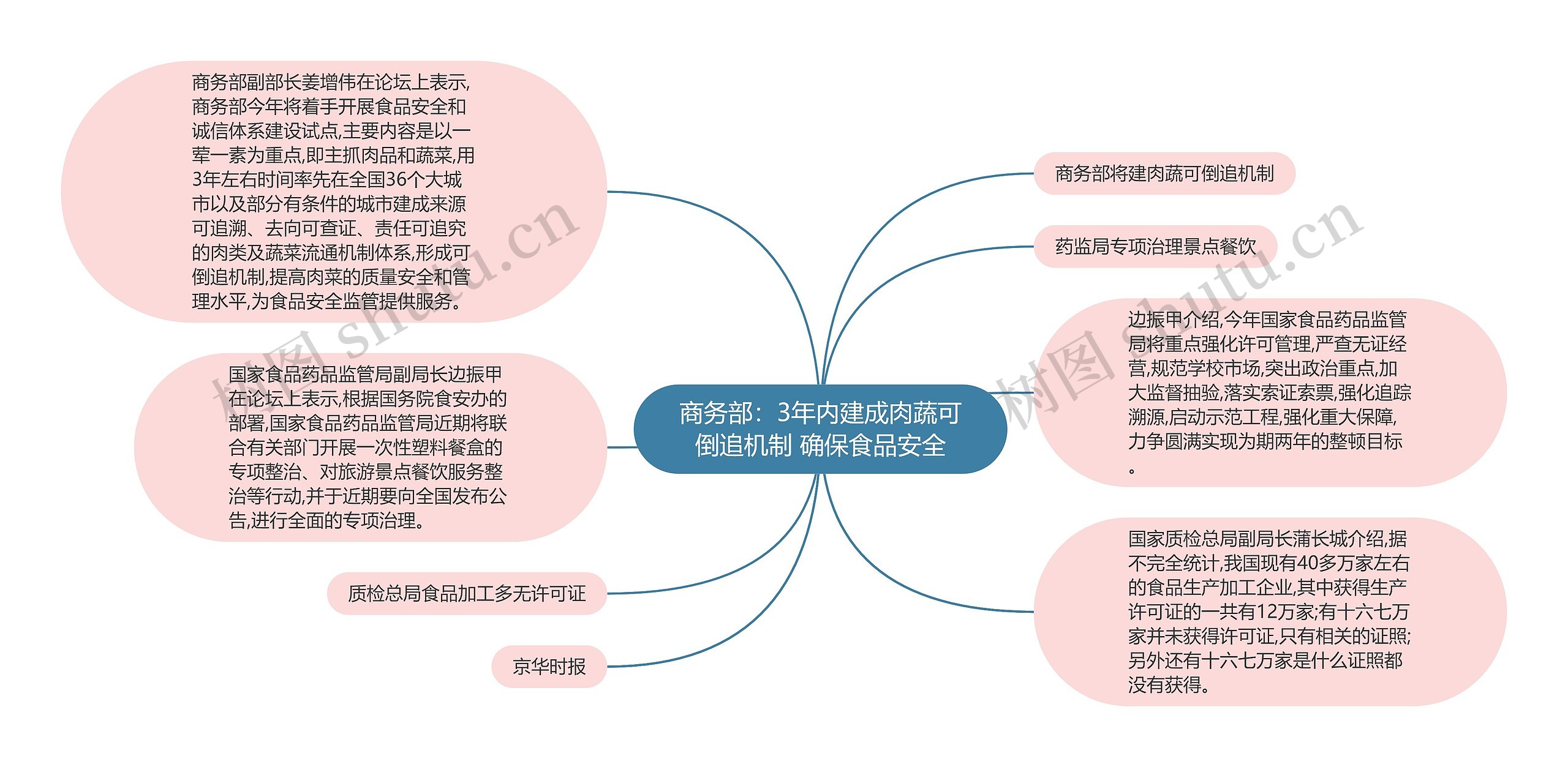 商务部：3年内建成肉蔬可倒追机制 确保食品安全思维导图