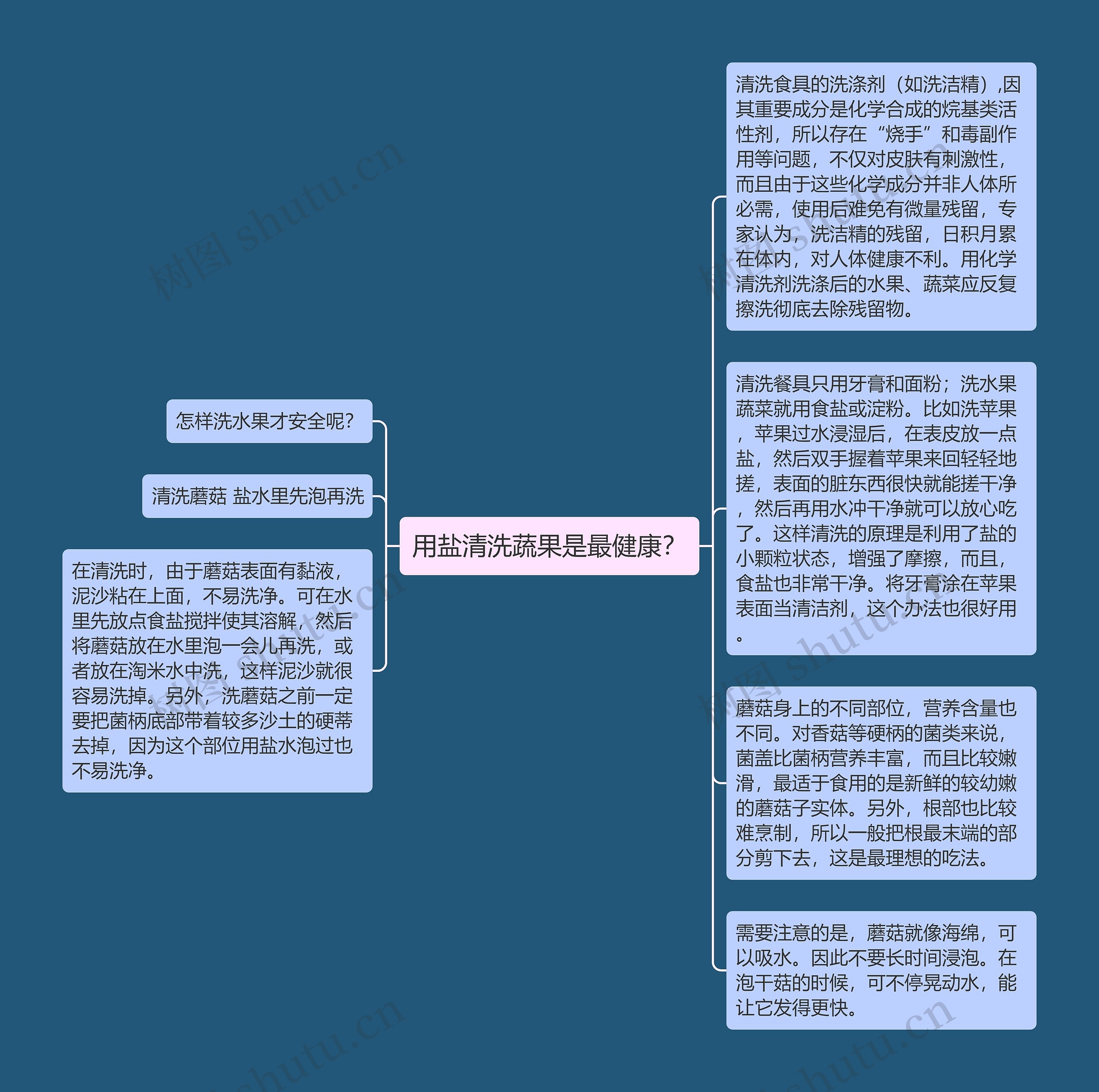 用盐清洗蔬果是最健康？思维导图