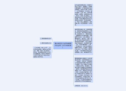 漫谈表扬艺术在班组管理中的应用（2003年第2期）