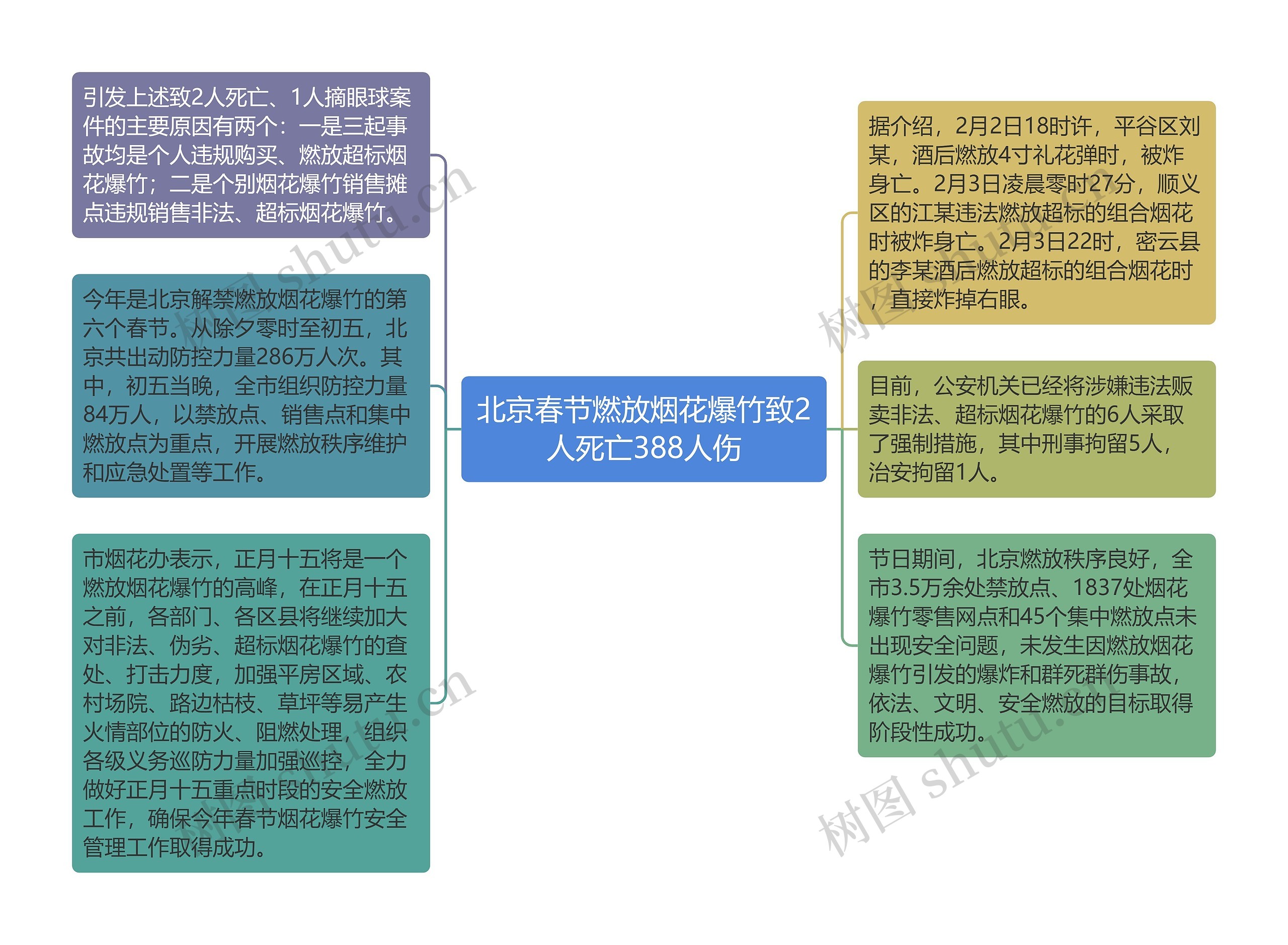 北京春节燃放烟花爆竹致2人死亡388人伤思维导图