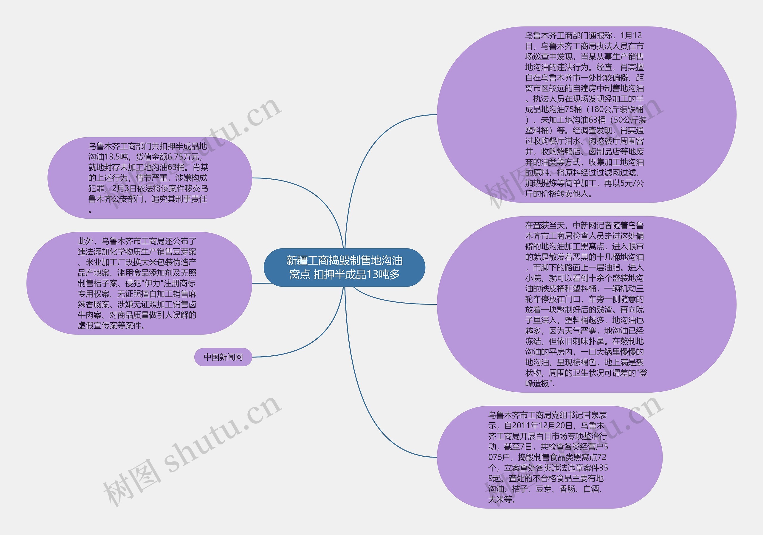 新疆工商捣毁制售地沟油窝点 扣押半成品13吨多思维导图