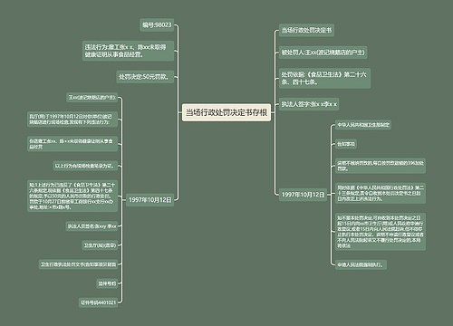 当场行政处罚决定书存根