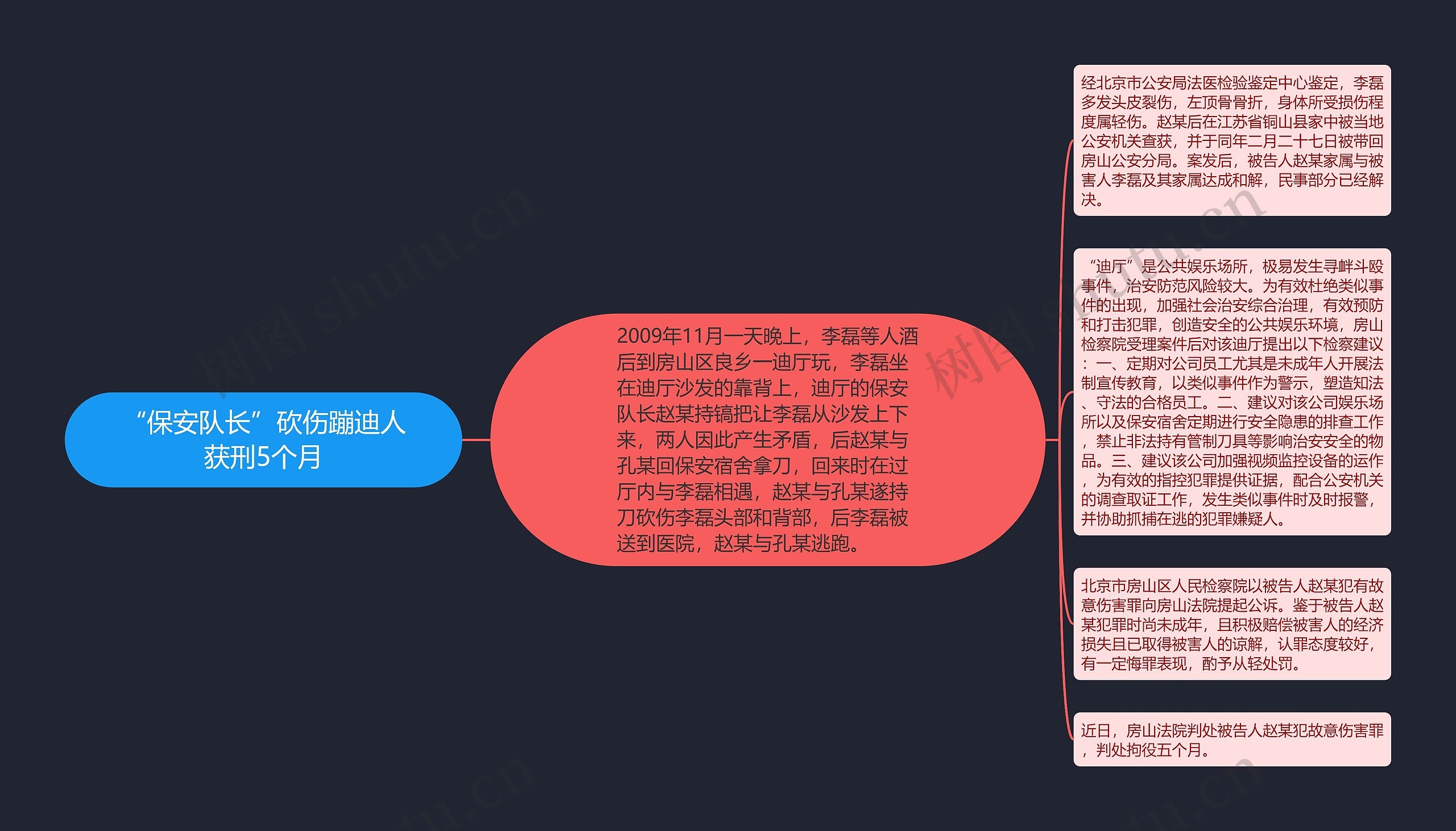 “保安队长”砍伤蹦迪人获刑5个月思维导图