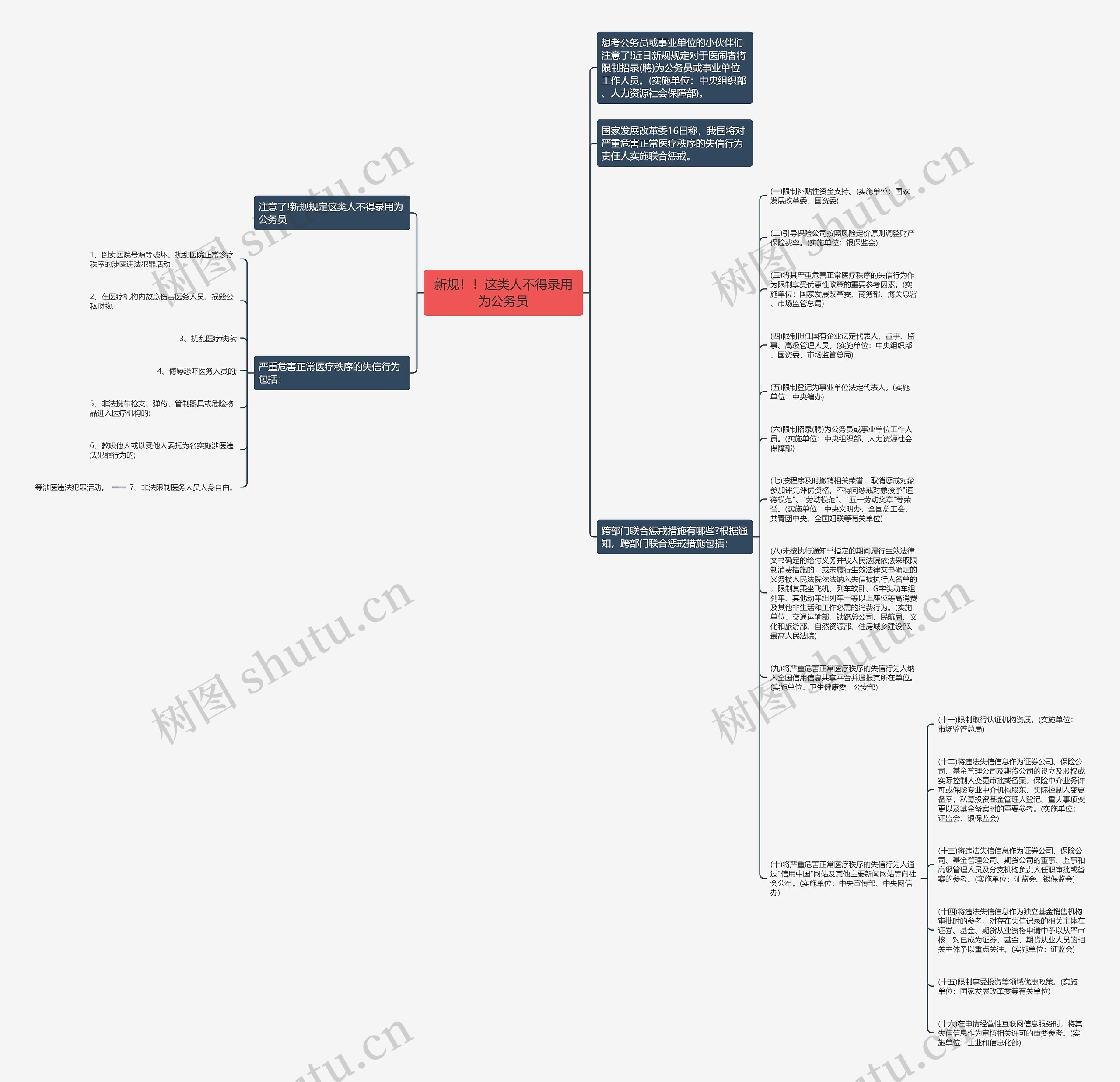 新规！！这类人不得录用为公务员思维导图