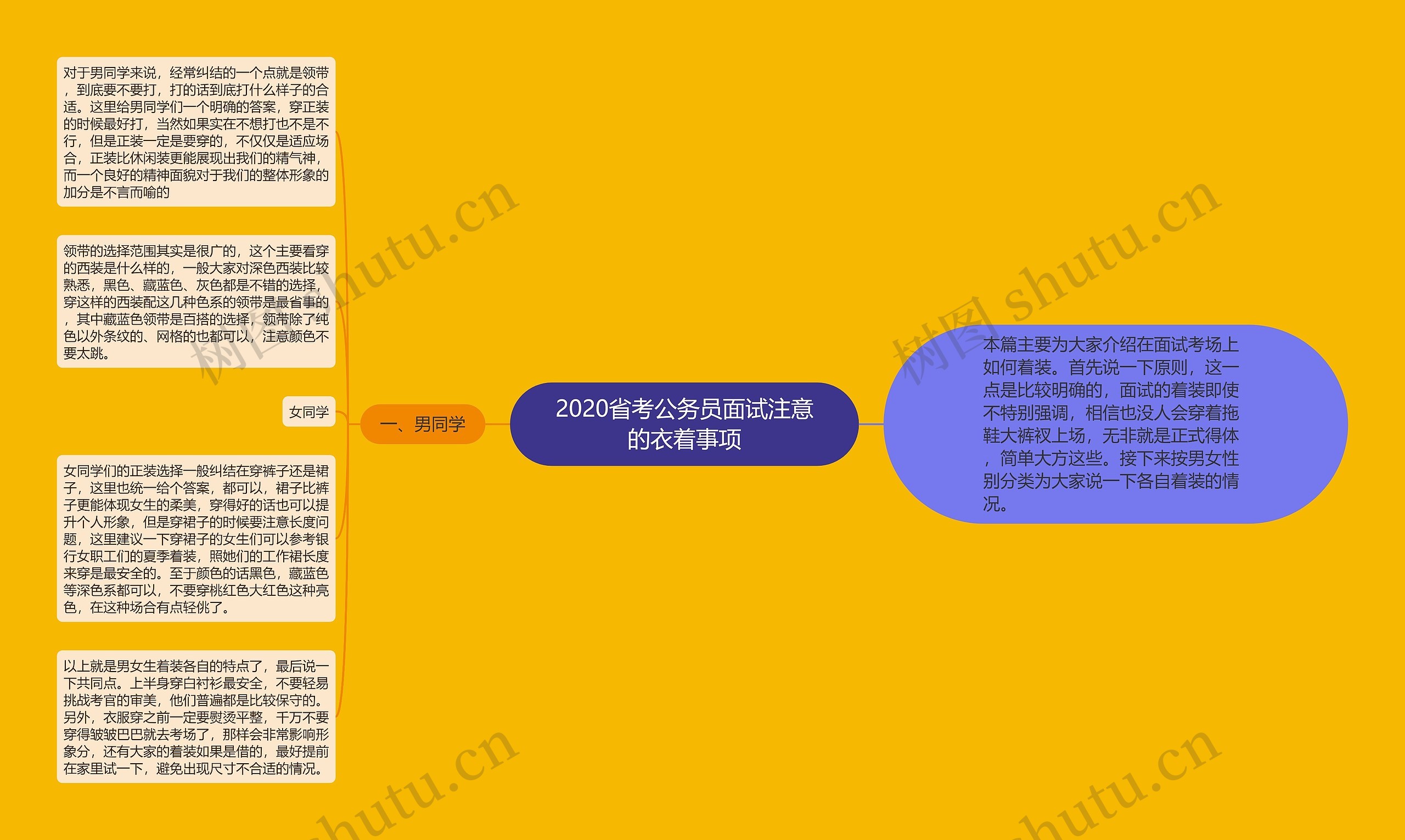 2020省考公务员面试注意的衣着事项思维导图