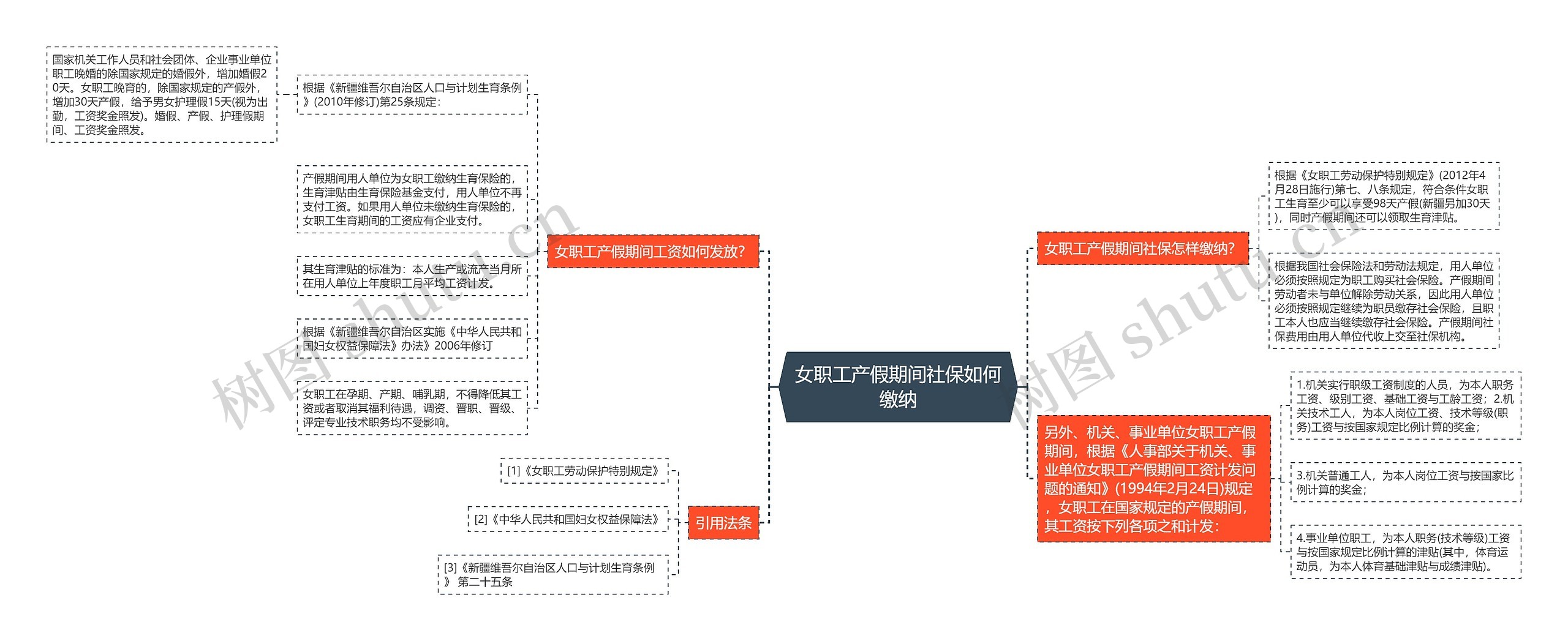 女职工产假期间社保如何缴纳思维导图