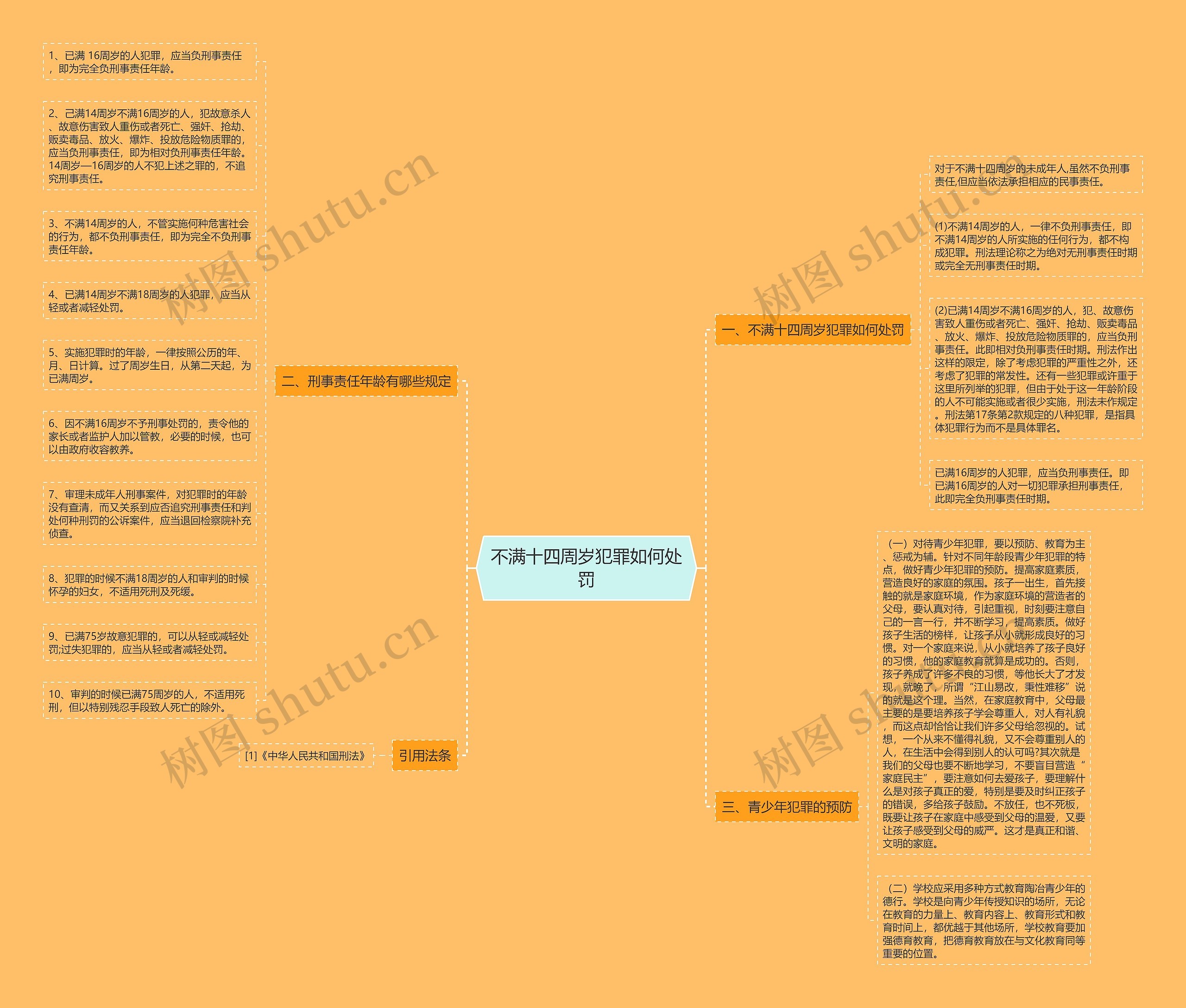 不满十四周岁犯罪如何处罚思维导图